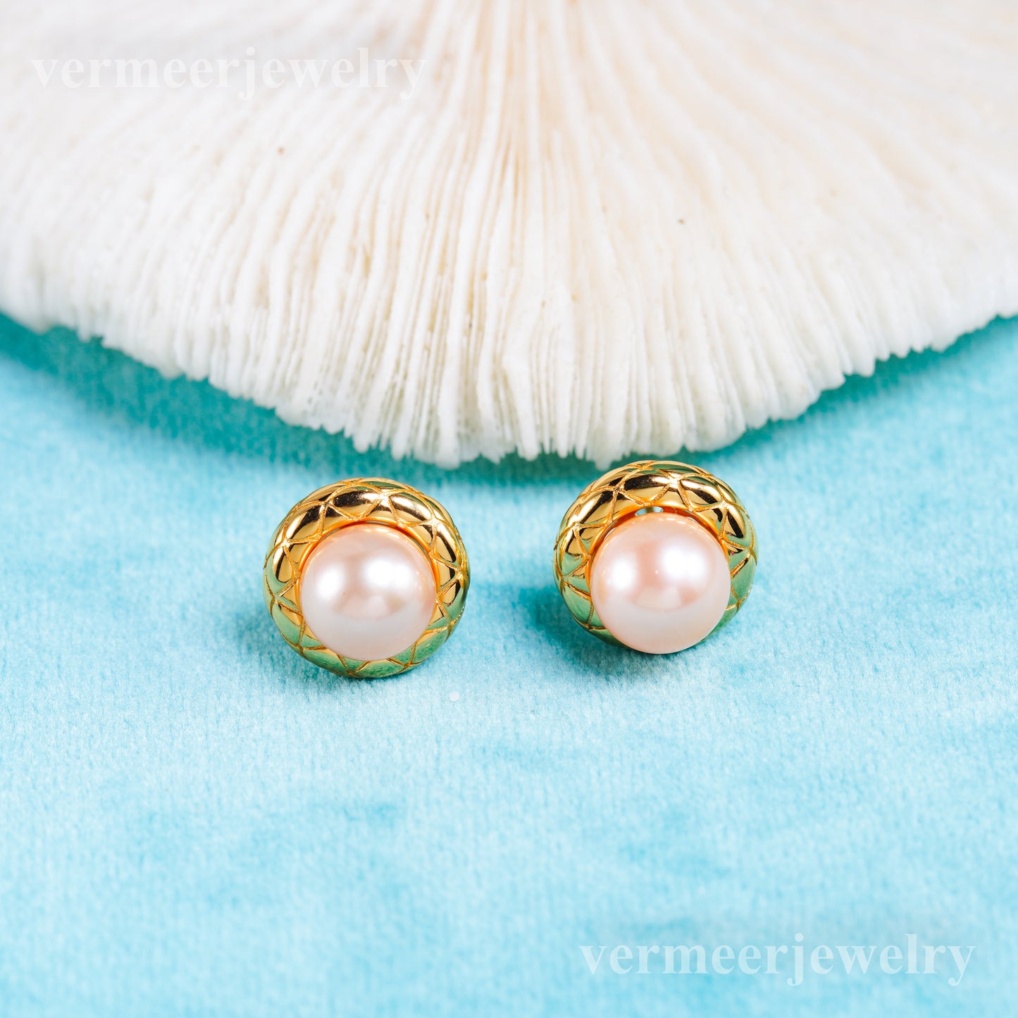 e010958 S925 pearl earring 925 sterling silver DIY 7-8mm Natural Freshwater pearl stud earring for women