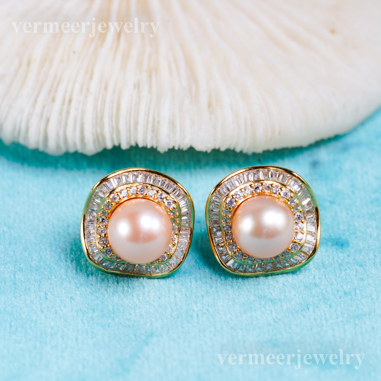 e010964 S925 pearl earring 925 sterling silver DIY 6-8mm Natural Freshwater pearl stud earring for women