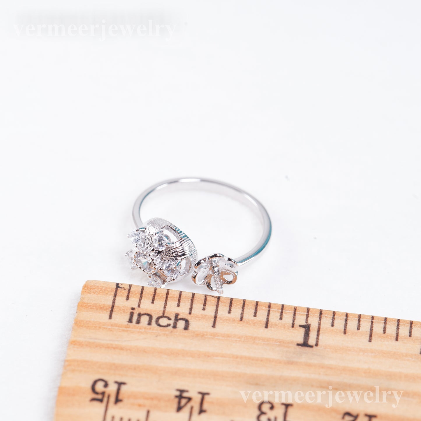 r011055 DIY 6-8mm Natural Freshwater pearl Ring accessory 925 sterling silver Adjustable size engagement jewelry ring for women