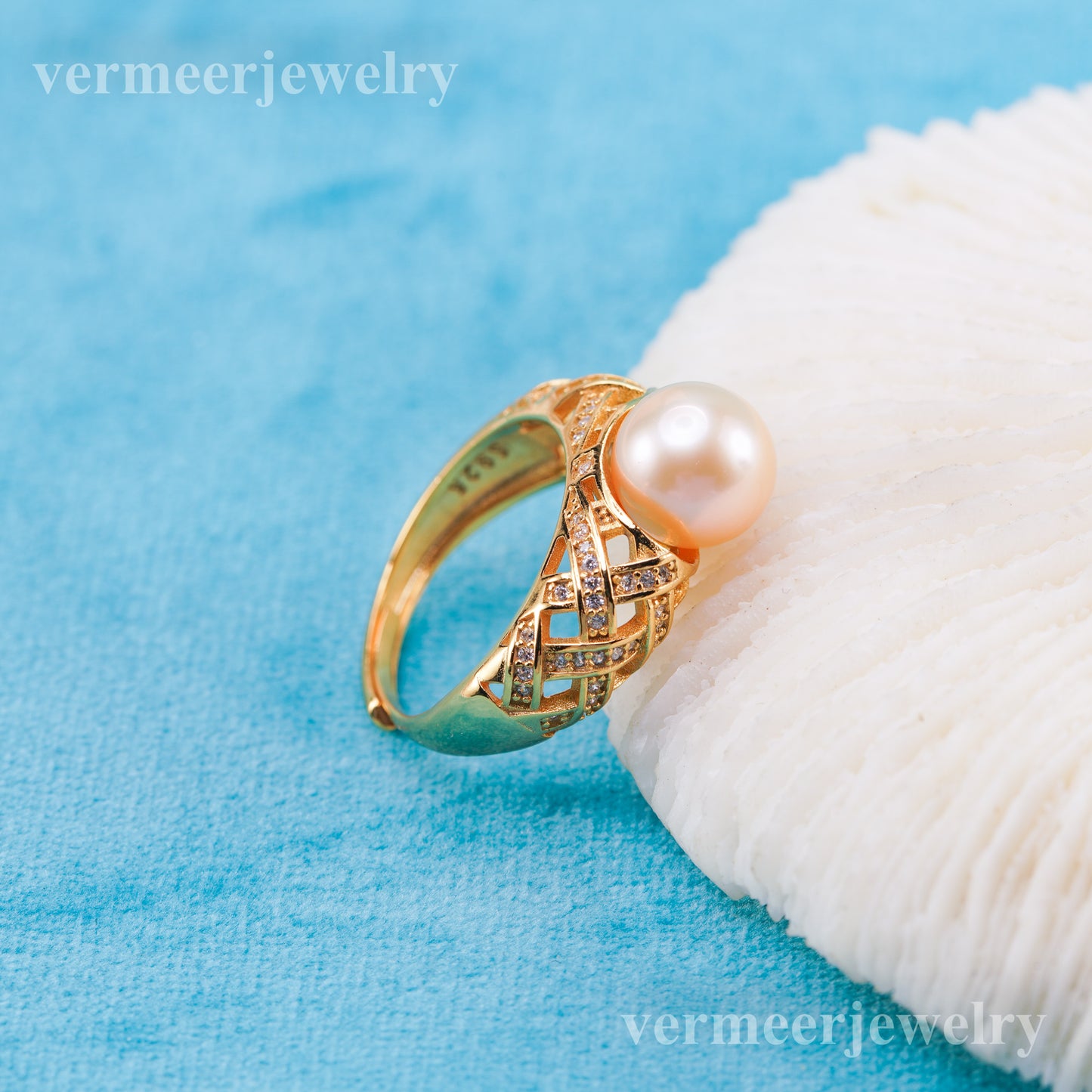 r010996 DIY 6-8mm Natural Freshwater pearl Ring accessory 925 sterling silver Adjustable size engagement jewelry ring for women