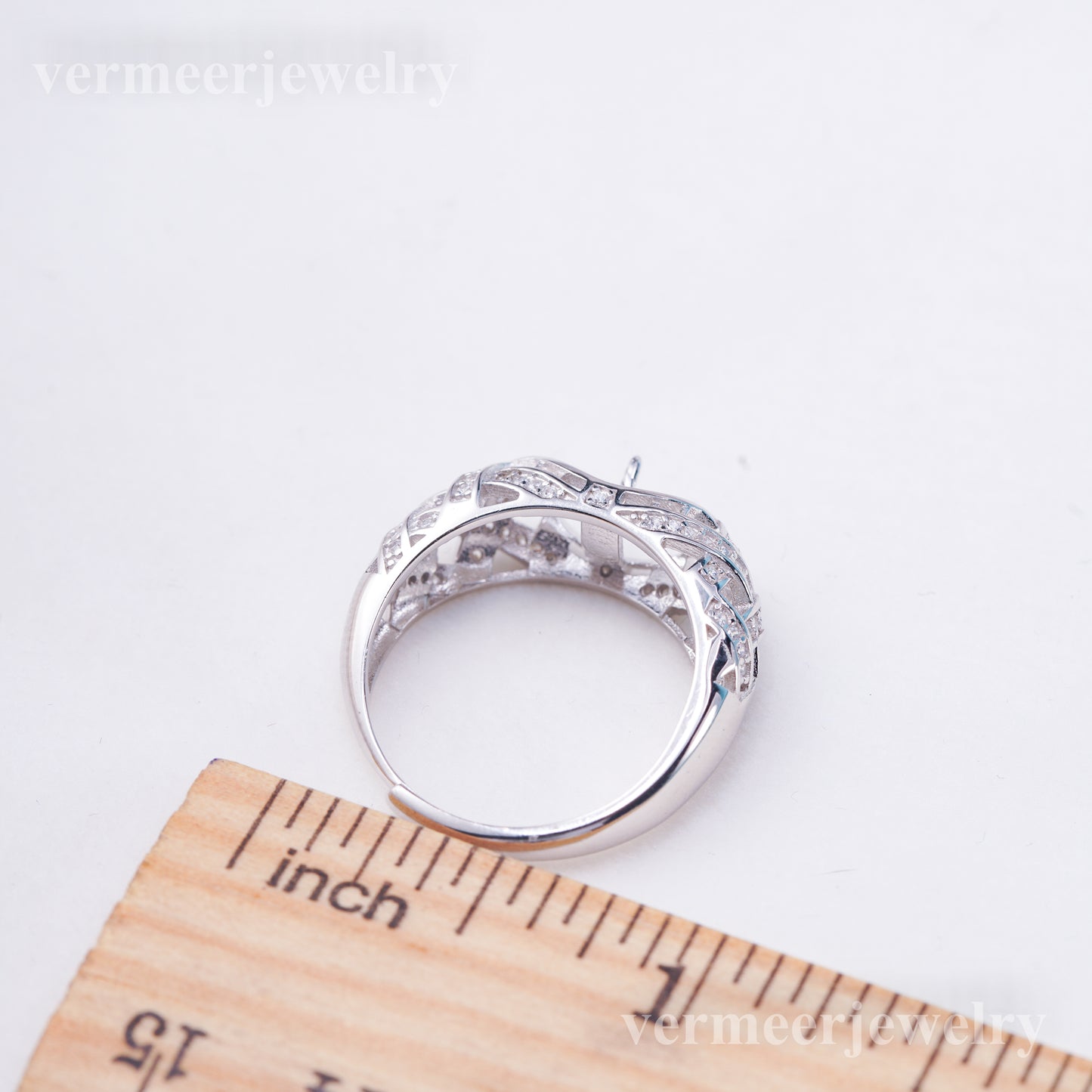 r010996 DIY 6-8mm Natural Freshwater pearl Ring accessory 925 sterling silver Adjustable size engagement jewelry ring for women