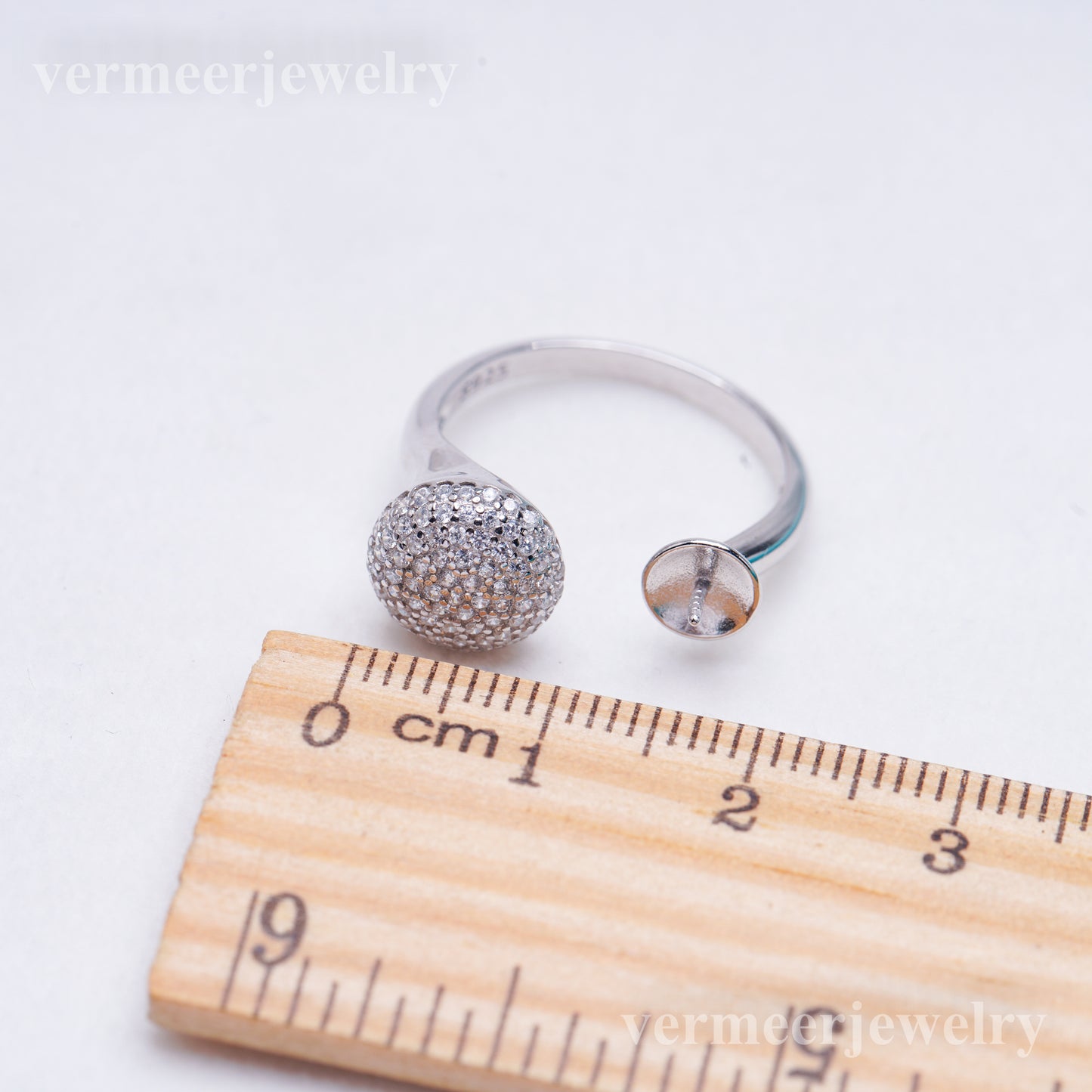 r011003 DIY 6-8mm Natural Freshwater pearl Ring accessory 925 sterling silver Adjustable size engagement jewelry ring for women