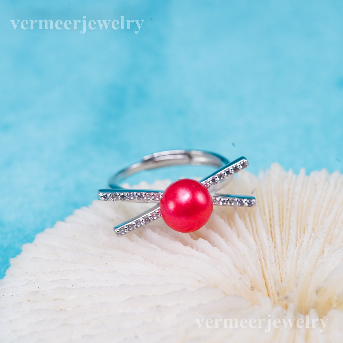 r011012 DIY 6-8mm Natural Freshwater pearl Ring accessory 925 sterling silver Adjustable size engagement jewelry ring for women