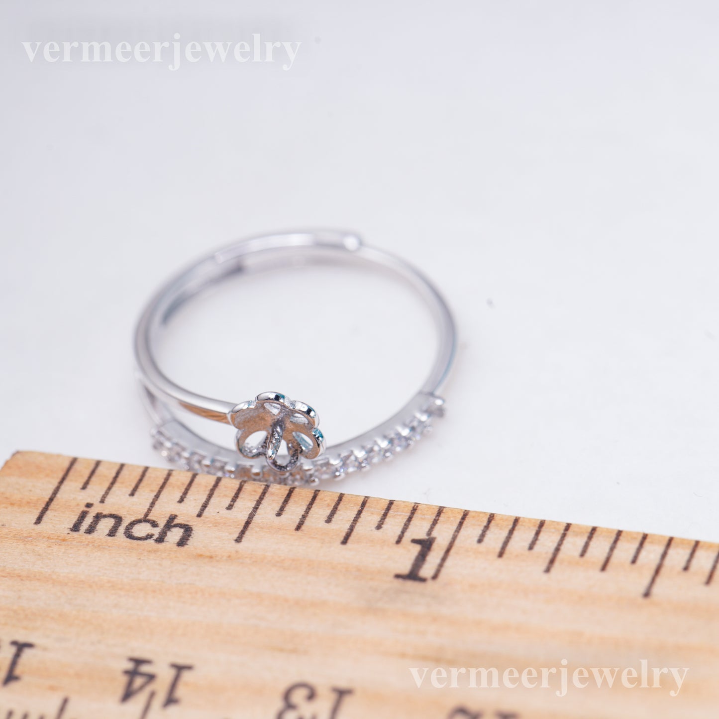 r011021 DIY 6-8mm Natural Freshwater pearl Ring accessory 925 sterling silver Adjustable size engagement jewelry ring for women