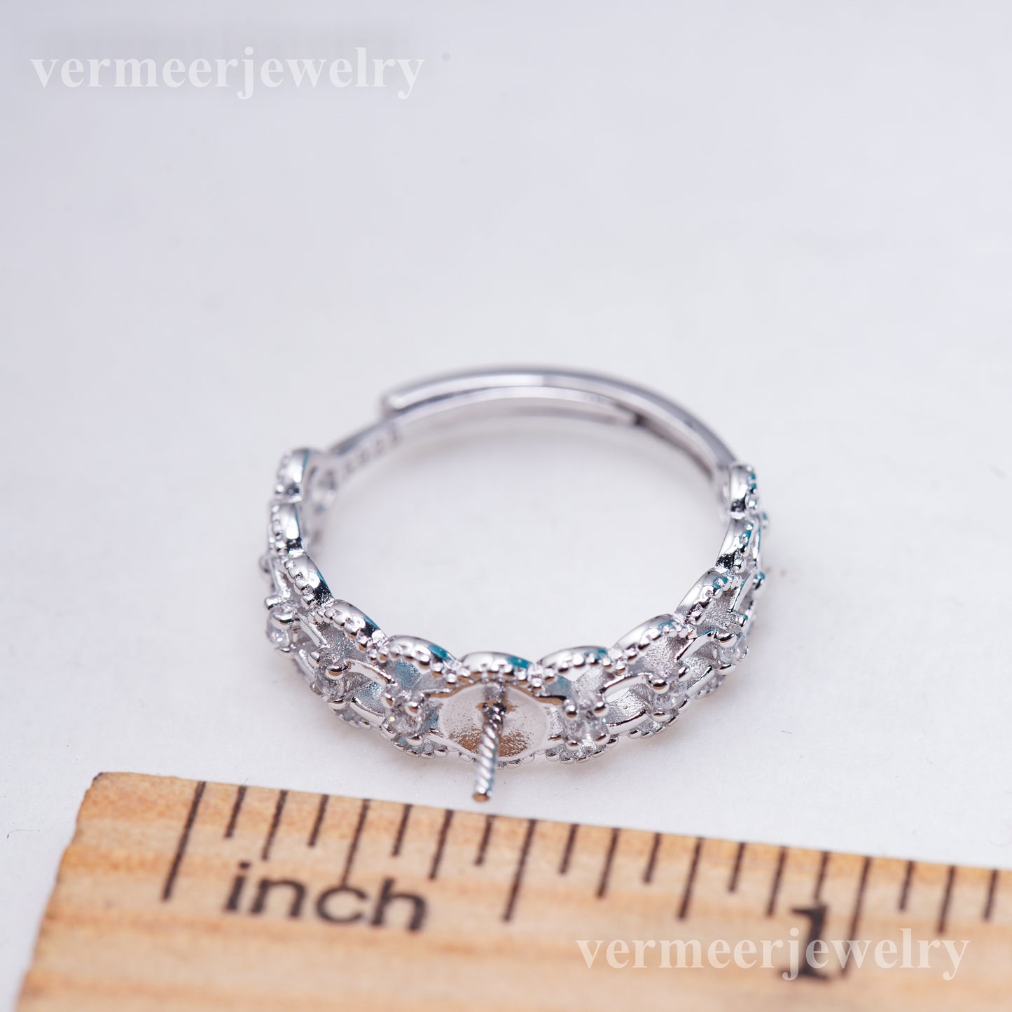 r011023 DIY 6-8mm Natural Freshwater pearl Ring accessory 925 sterling silver Adjustable size engagement jewelry ring for women