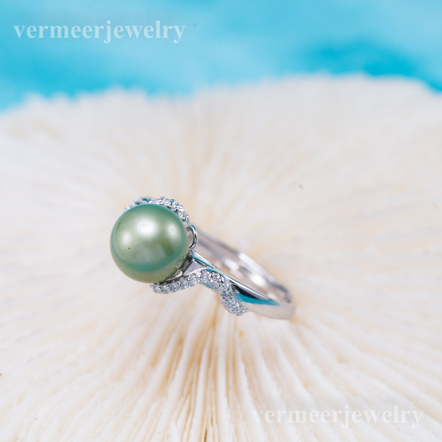 r011024 DIY 6-8mm Natural Freshwater pearl Ring accessory 925 sterling silver Adjustable size engagement jewelry ring for women