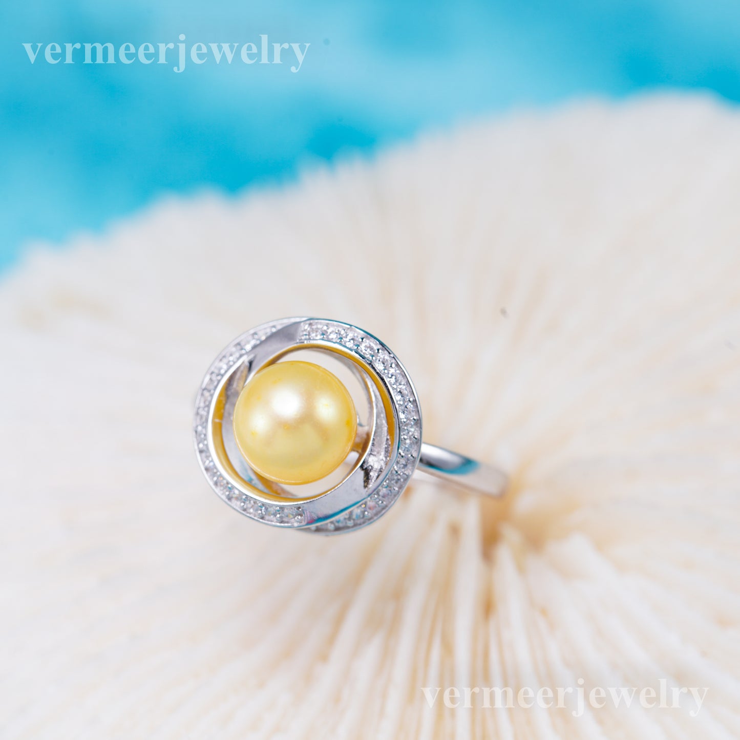 r011037 DIY 6-8mm Natural Freshwater pearl Ring accessory 925 sterling silver Adjustable size engagement jewelry ring for women