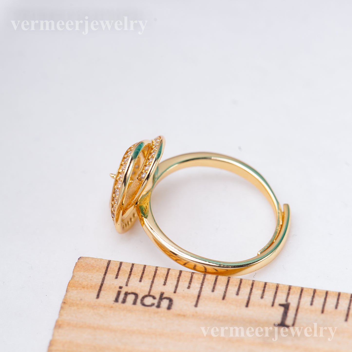 r011037 DIY 6-8mm Natural Freshwater pearl Ring accessory 925 sterling silver Adjustable size engagement jewelry ring for women