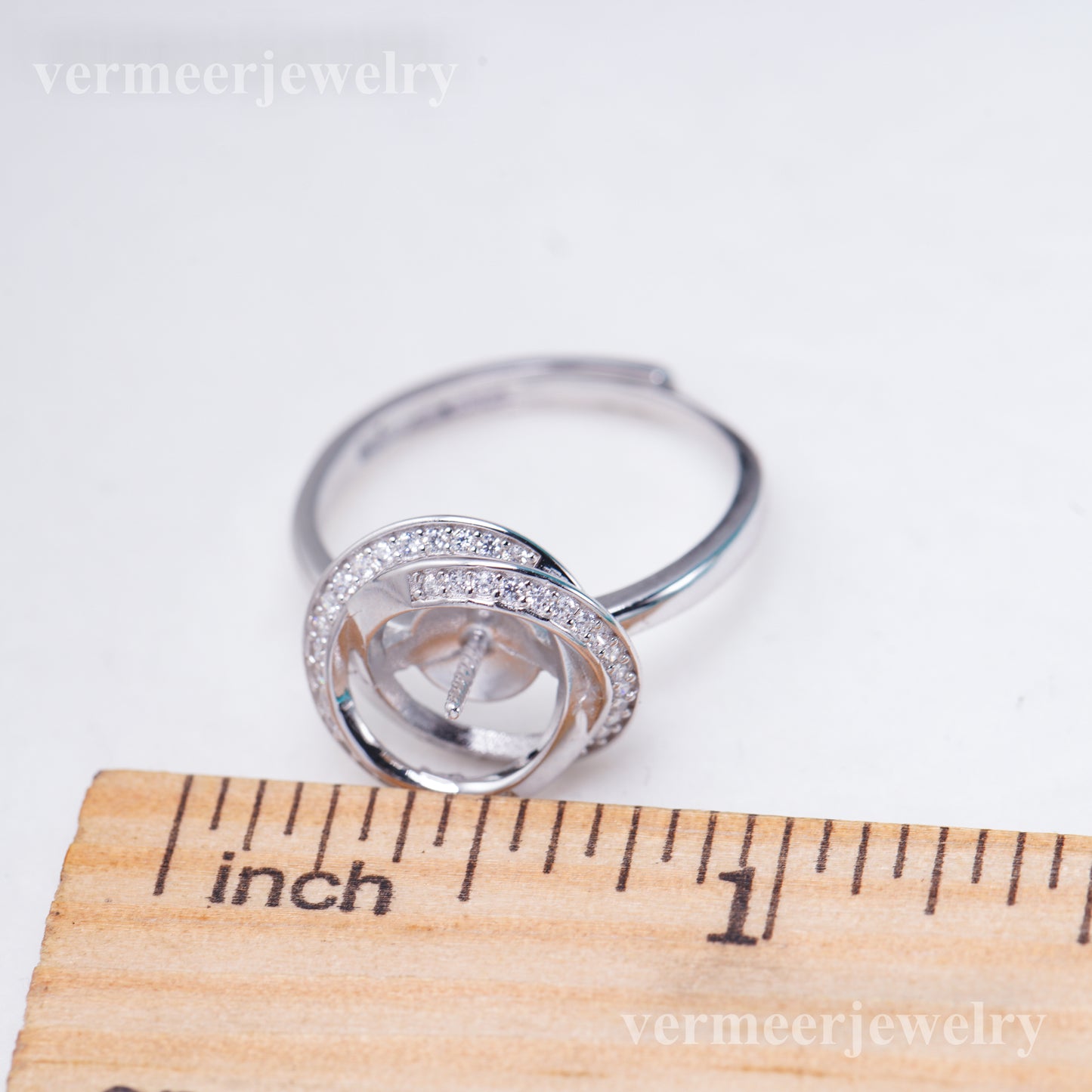 r011037 DIY 6-8mm Natural Freshwater pearl Ring accessory 925 sterling silver Adjustable size engagement jewelry ring for women