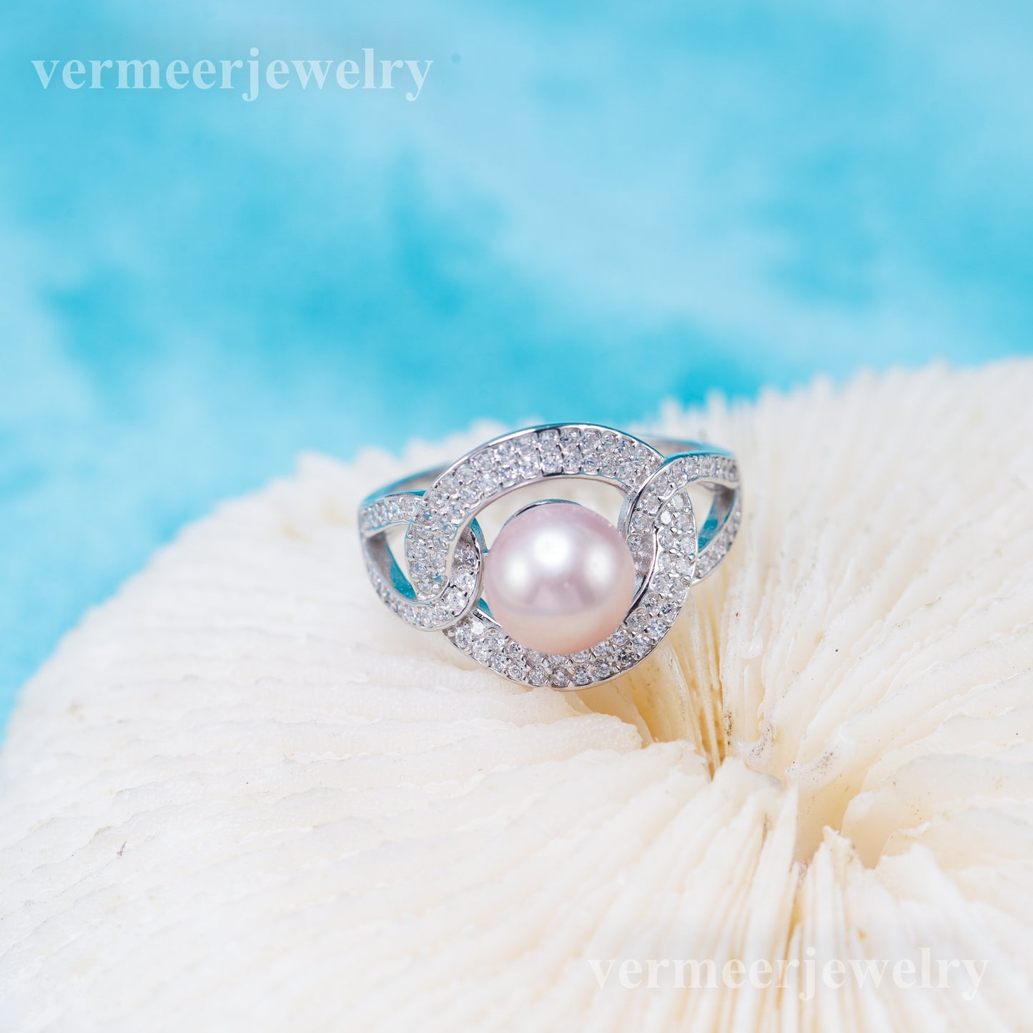 r011038 DIY 6-8mm Natural Freshwater pearl Ring accessory 925 sterling silver Adjustable size engagement jewelry ring for women