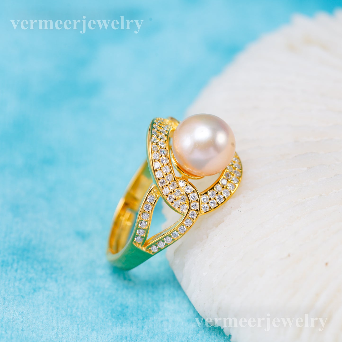 r011038 DIY 6-8mm Natural Freshwater pearl Ring accessory 925 sterling silver Adjustable size engagement jewelry ring for women