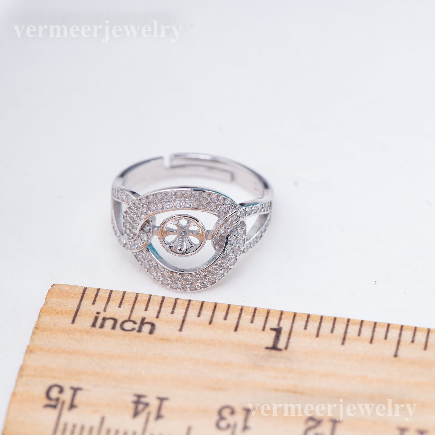 r011038 DIY 6-8mm Natural Freshwater pearl Ring accessory 925 sterling silver Adjustable size engagement jewelry ring for women