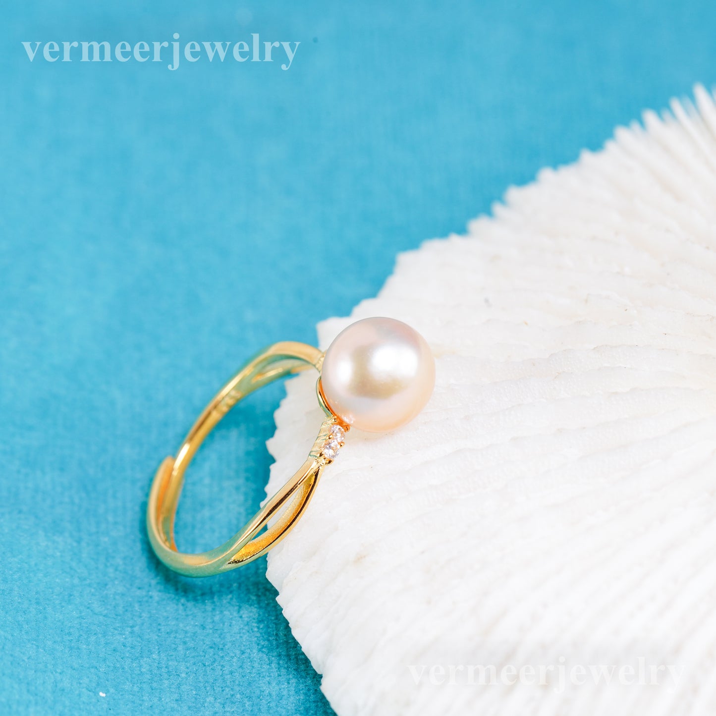 r011052 DIY 6-8mm Natural Freshwater pearl Ring accessory 925 sterling silver Adjustable size engagement jewelry ring for women