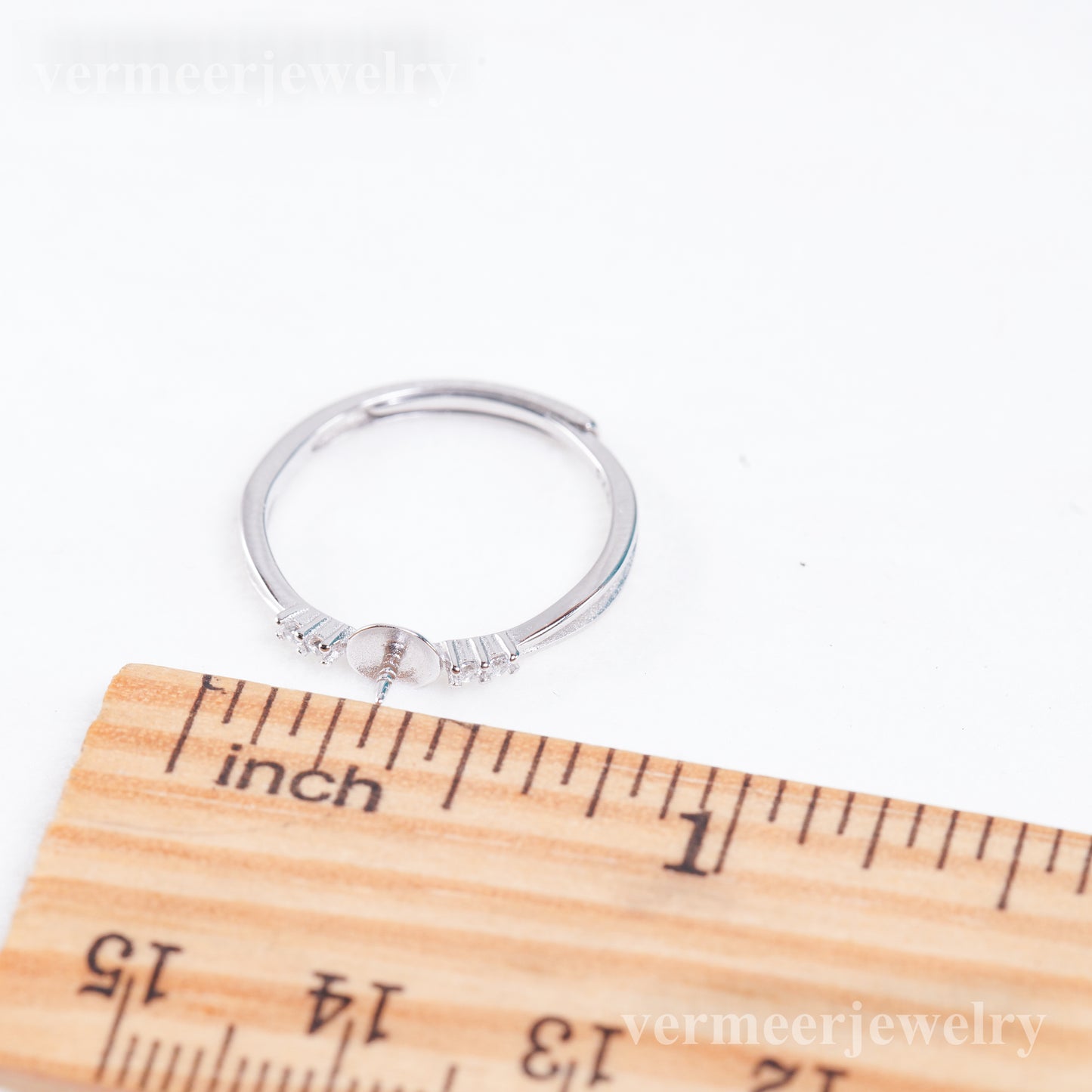 r011052 DIY 6-8mm Natural Freshwater pearl Ring accessory 925 sterling silver Adjustable size engagement jewelry ring for women