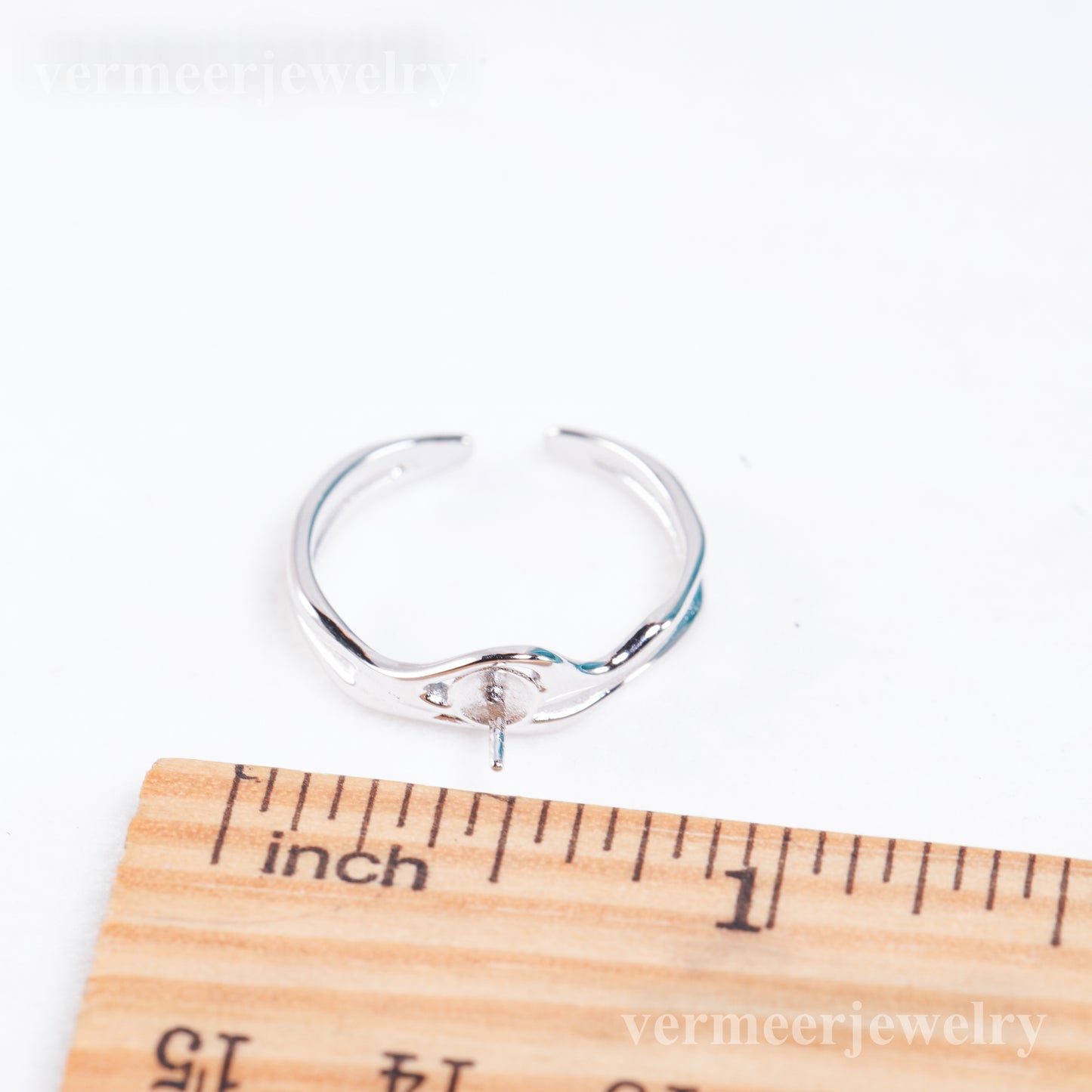 r011053 DIY 6-8mm Natural Freshwater pearl Ring accessory 925 sterling silver Adjustable size engagement jewelry ring for women