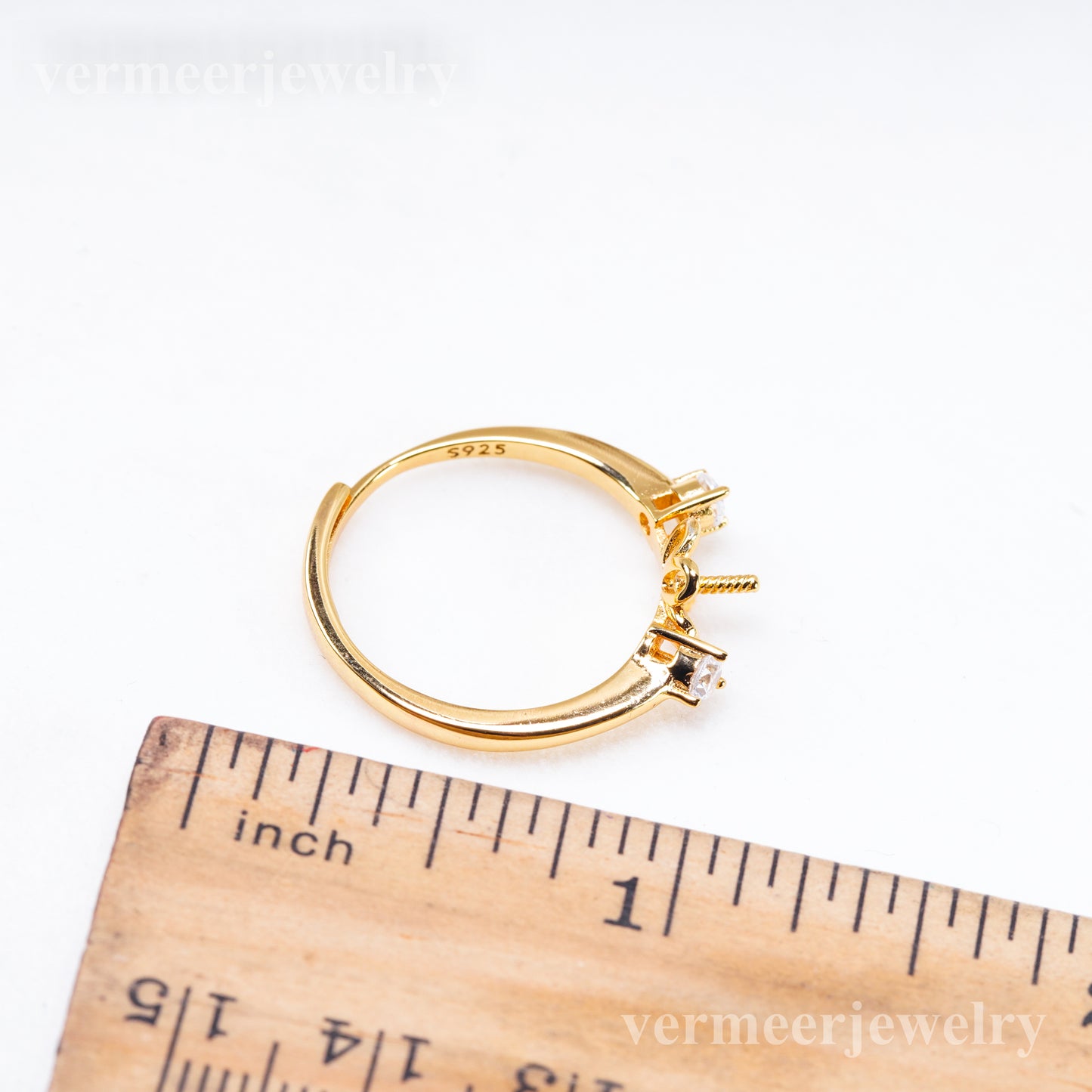 r011072 DIY 6-8mm Natural Freshwater pearl Ring accessory 925 sterling silver Adjustable size engagement jewelry ring for women