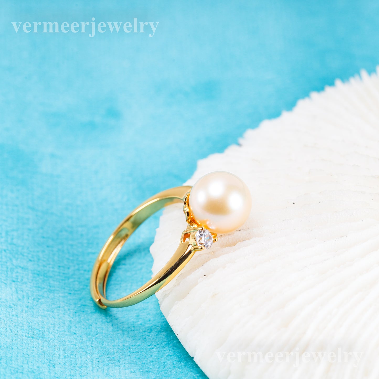 r011072 DIY 6-8mm Natural Freshwater pearl Ring accessory 925 sterling silver Adjustable size engagement jewelry ring for women