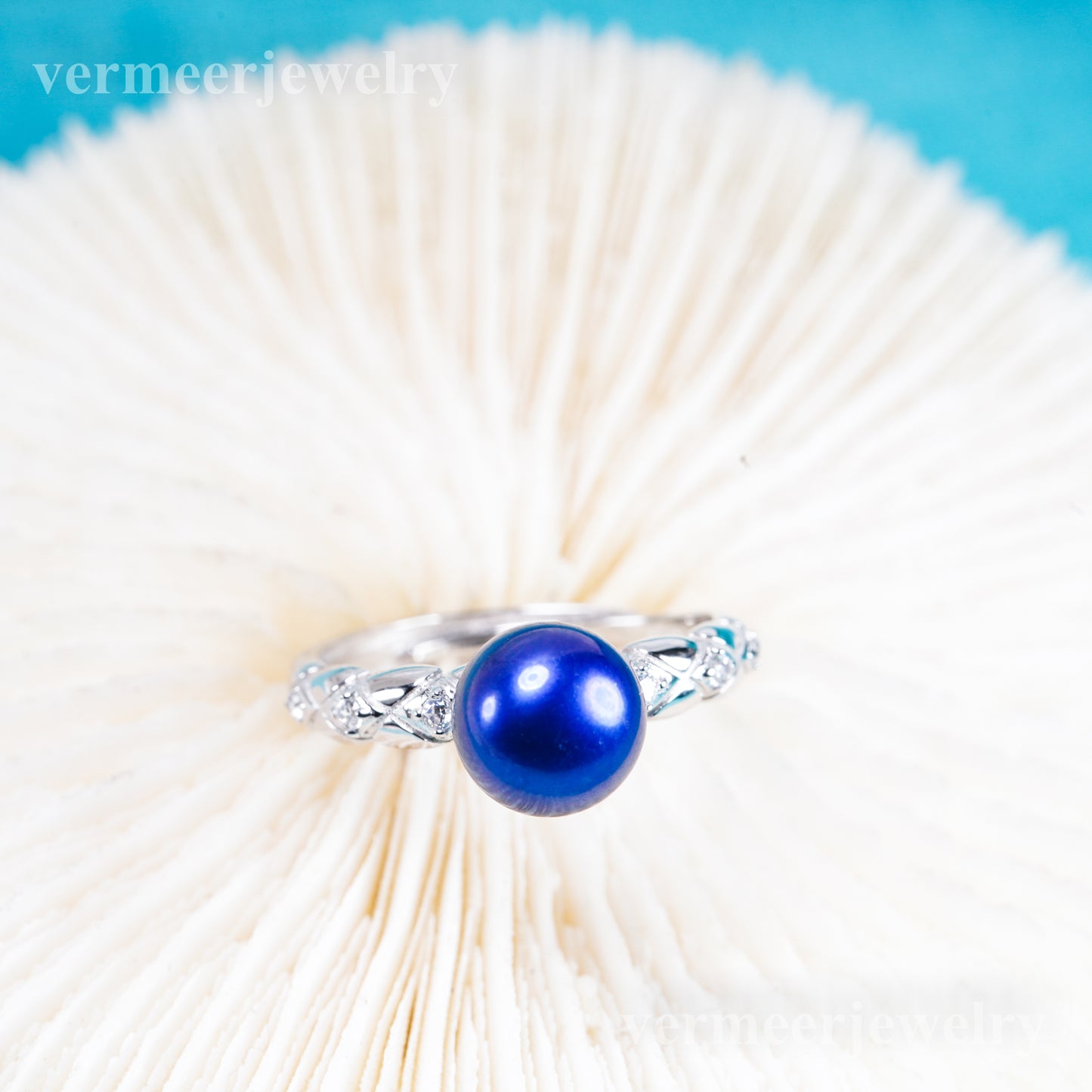 r011073 DIY 6-8mm Natural Freshwater pearl Ring accessory 925 sterling silver Adjustable size engagement jewelry ring for women