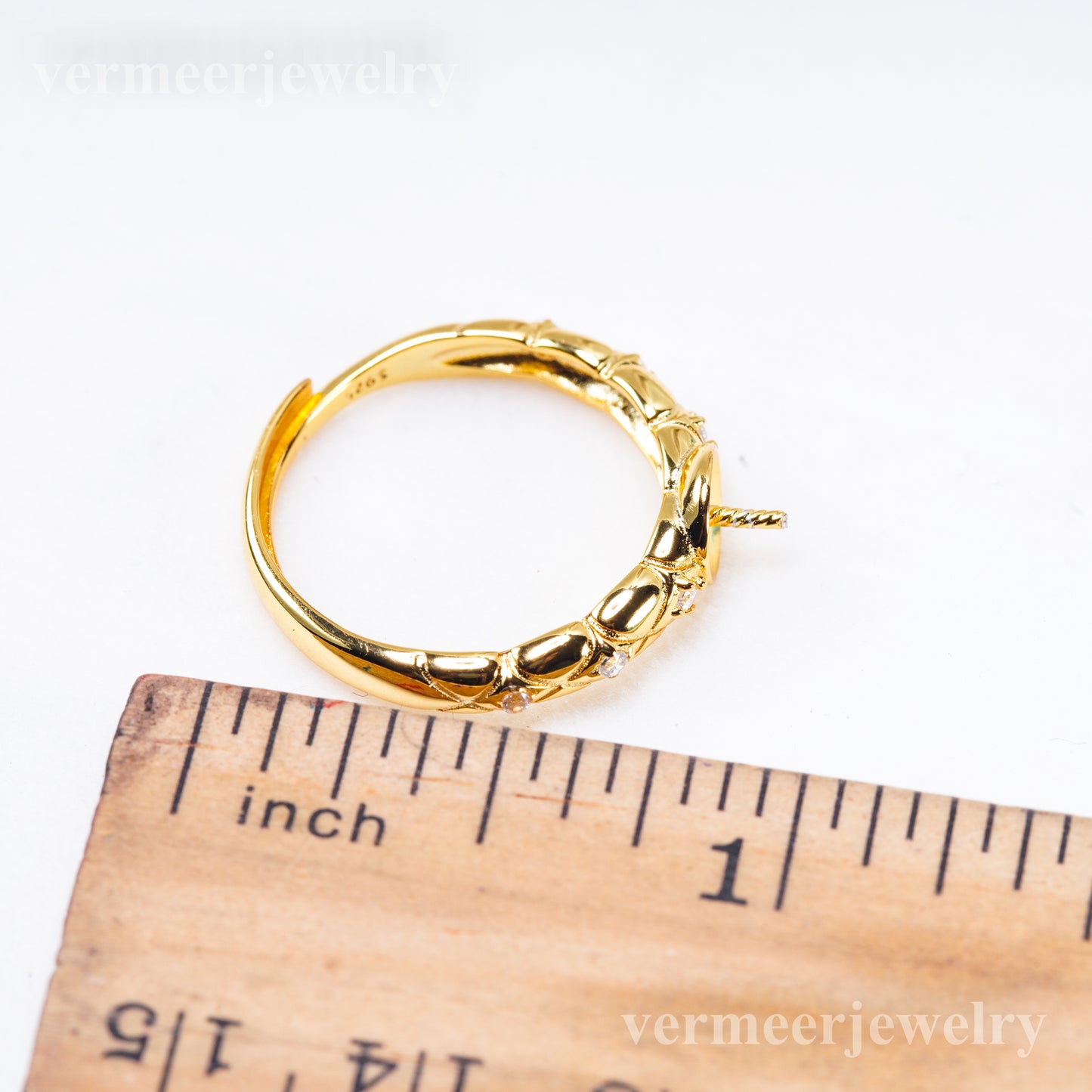 r011073 DIY 6-8mm Natural Freshwater pearl Ring accessory 925 sterling silver Adjustable size engagement jewelry ring for women