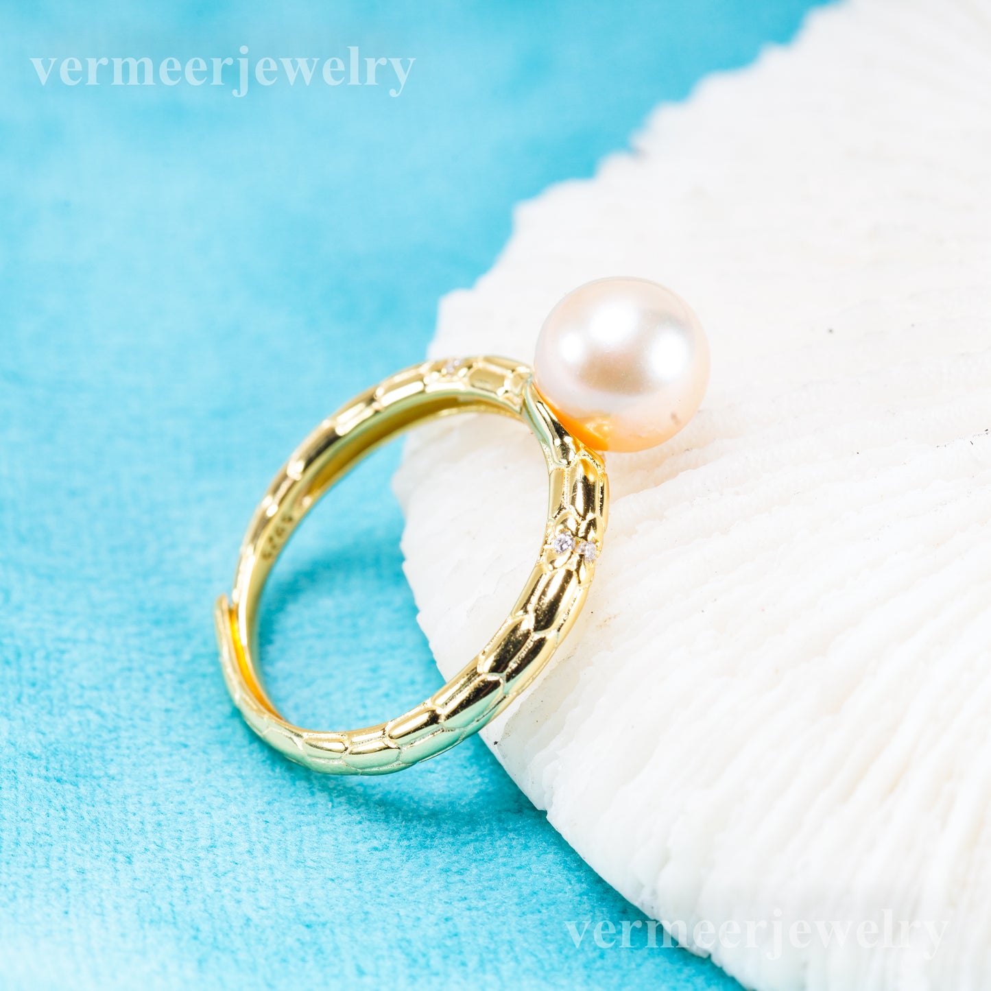 r011074 DIY 6-8mm Natural Freshwater pearl Ring accessory 925 sterling silver Adjustable size engagement jewelry ring for women