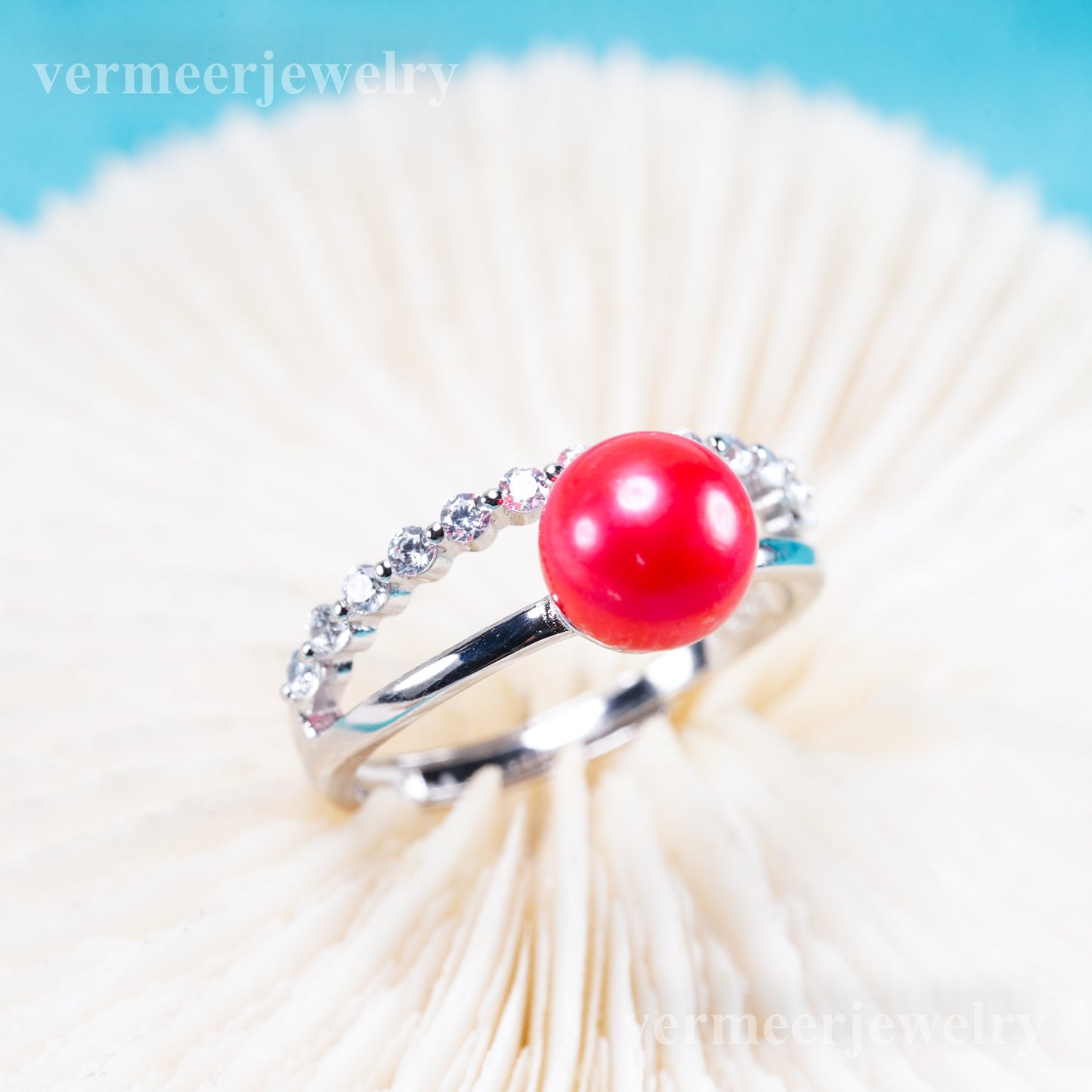 r011078 DIY 6-8mm Natural Freshwater pearl Ring accessory 925 sterling silver Adjustable size engagement jewelry ring for women