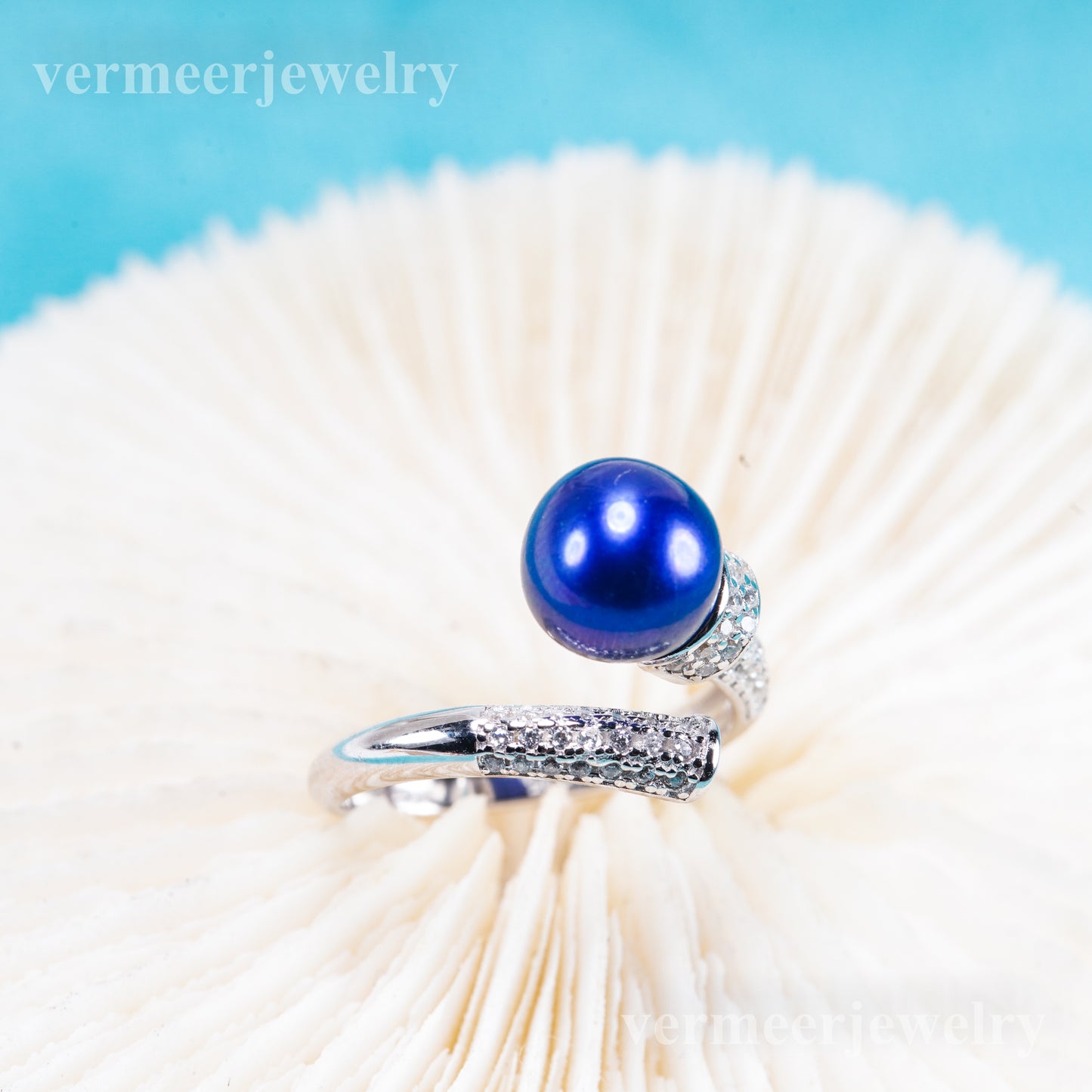 r011079 DIY 6-8mm Natural Freshwater pearl Ring accessory 925 sterling silver Adjustable size engagement jewelry ring for women