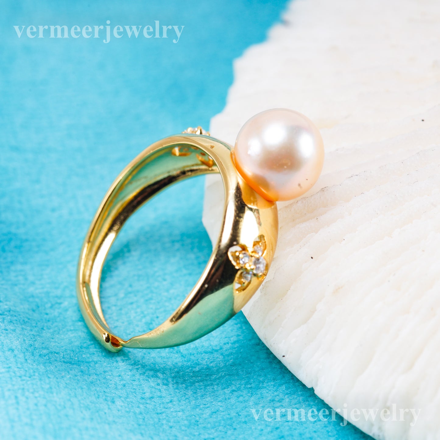 r011080 DIY 6-8mm Natural Freshwater pearl Ring accessory 925 sterling silver Adjustable size engagement jewelry ring for women