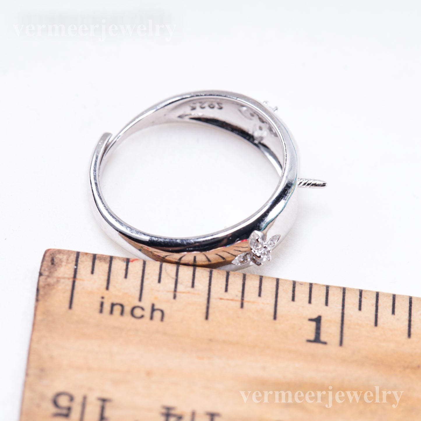 r011080 DIY 6-8mm Natural Freshwater pearl Ring accessory 925 sterling silver Adjustable size engagement jewelry ring for women