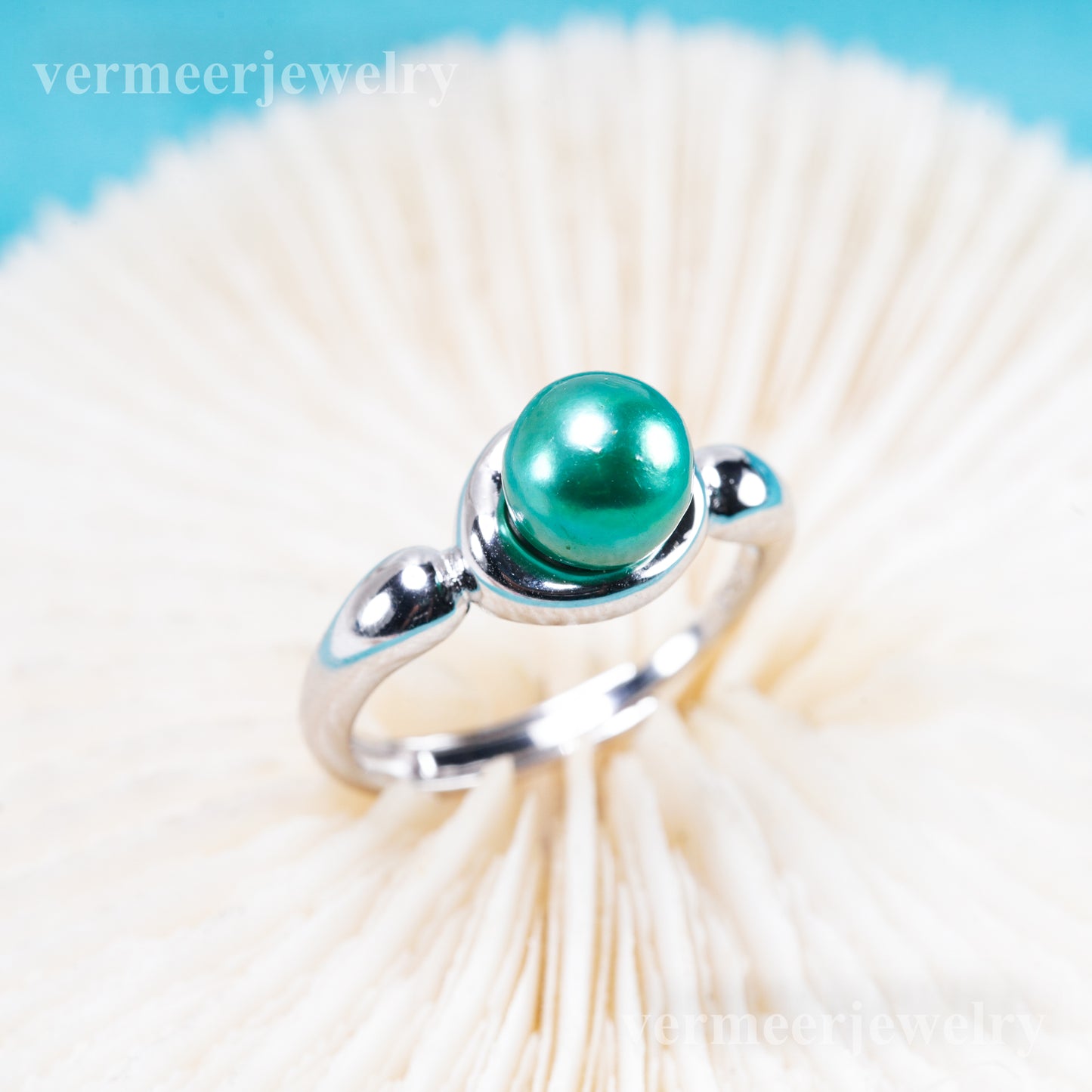 r011081 DIY 6-8mm Natural Freshwater pearl Ring accessory 925 sterling silver Adjustable size engagement jewelry ring for women