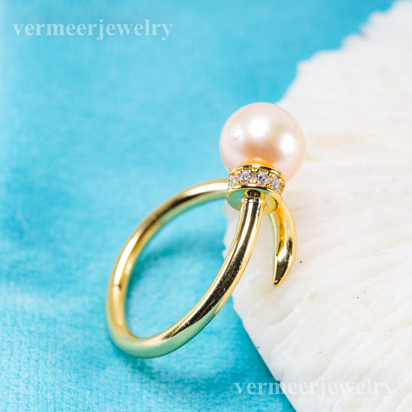 r011084 DIY 6-8mm Natural Freshwater pearl Ring accessory 925 sterling silver Adjustable size engagement jewelry ring for women