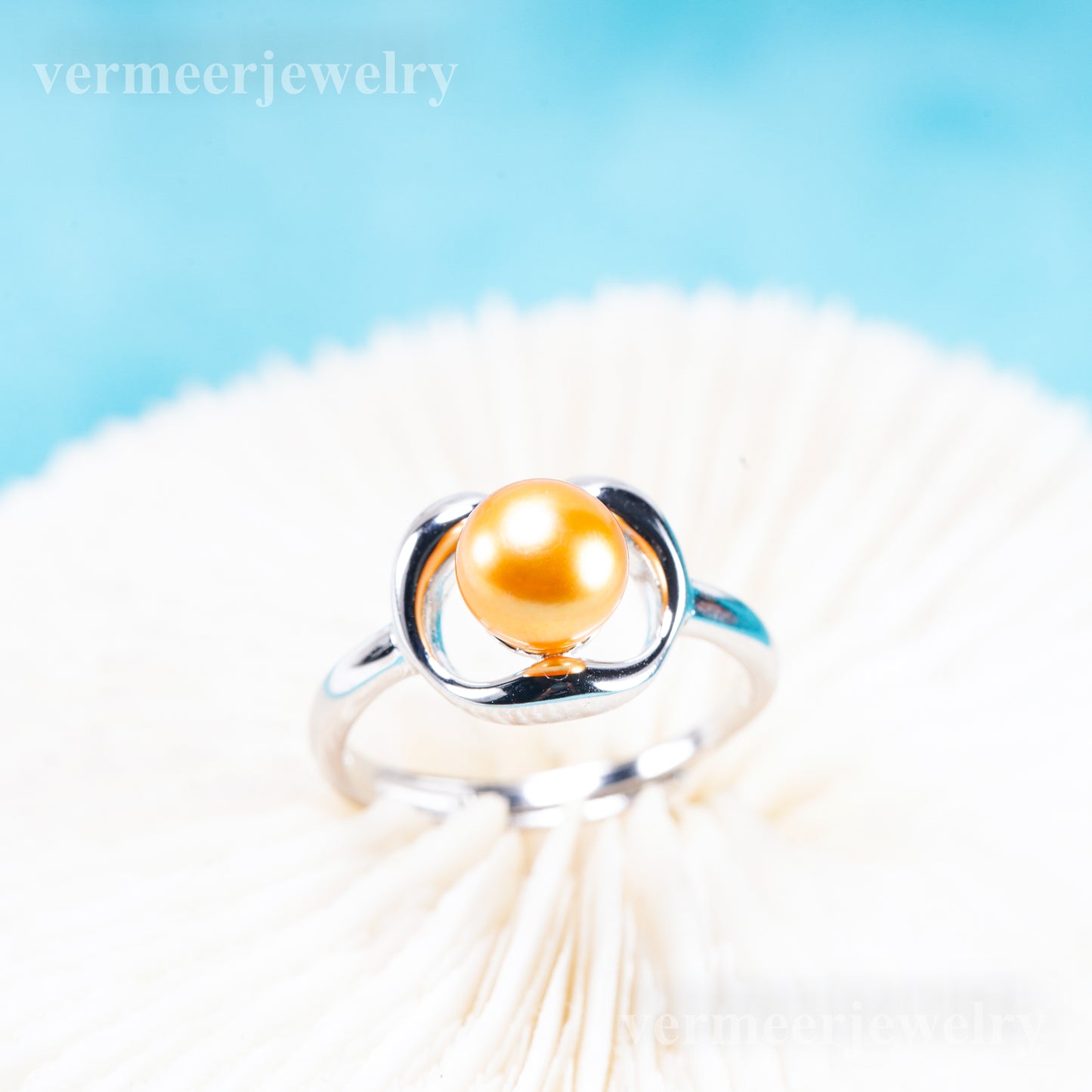 r011086 DIY 6-8mm Natural Freshwater pearl Ring accessory 925 sterling silver Adjustable size engagement jewelry ring for women