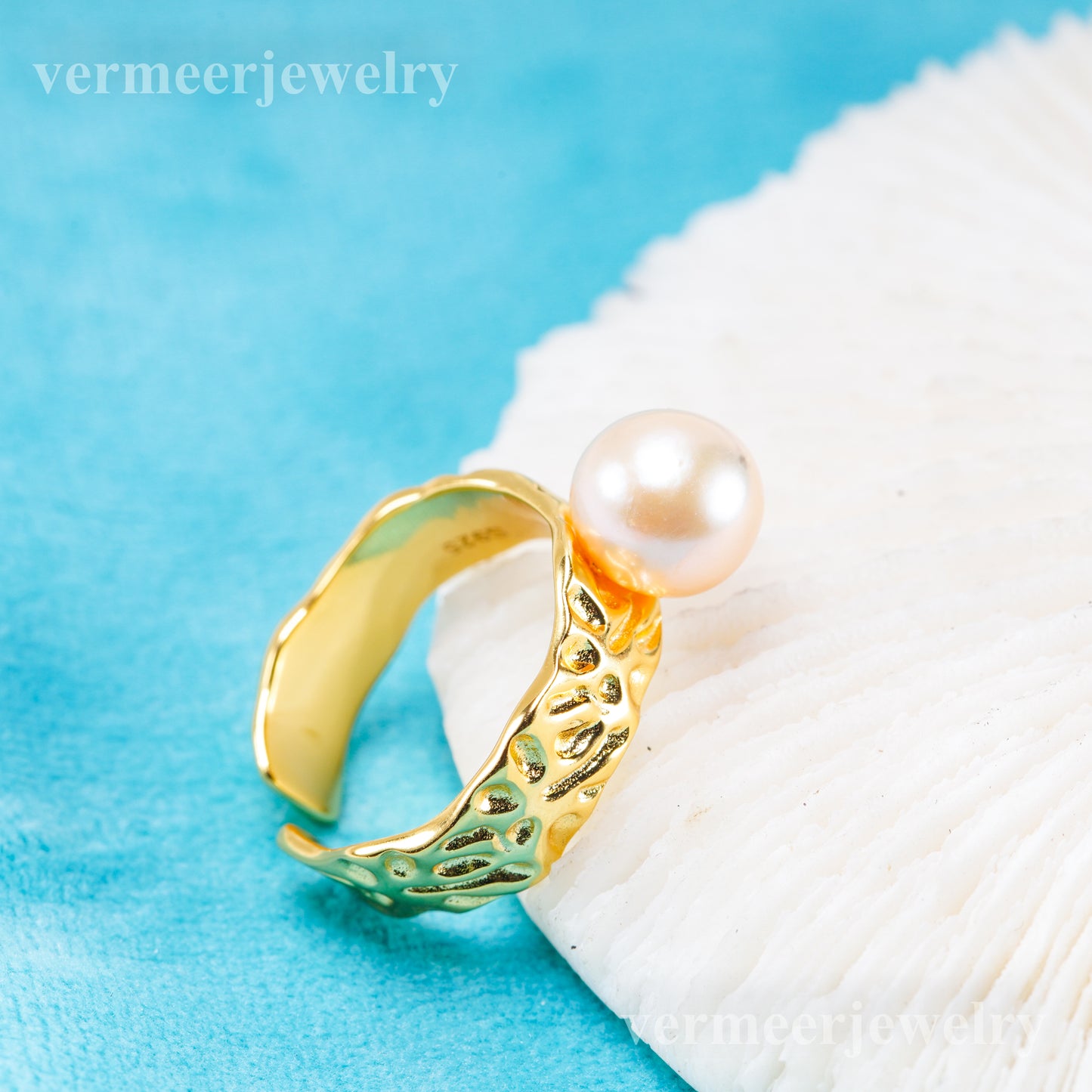 r011088 DIY 6-8mm Natural Freshwater pearl Ring accessory 925 sterling silver Adjustable size engagement jewelry ring for women