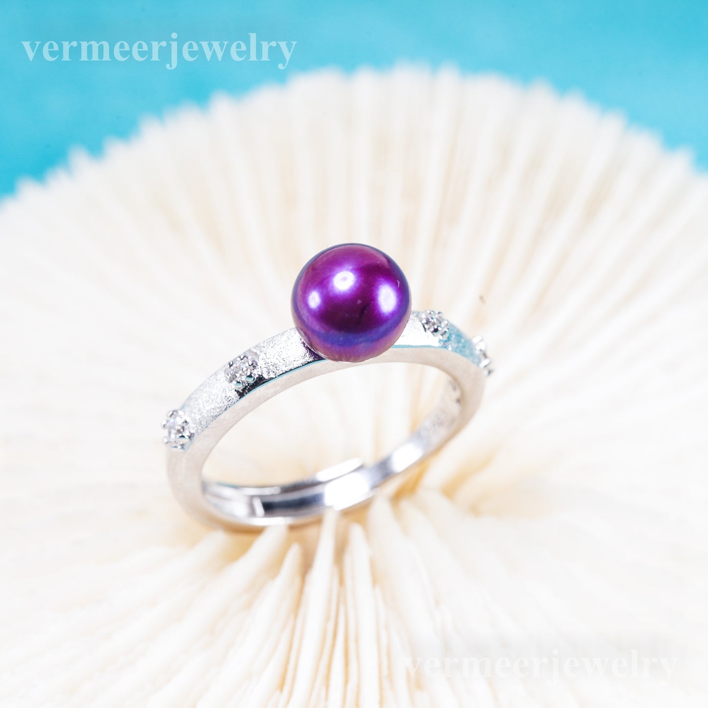 r011089 DIY 6-8mm Natural Freshwater pearl Ring accessory 925 sterling silver Adjustable size engagement jewelry ring for women
