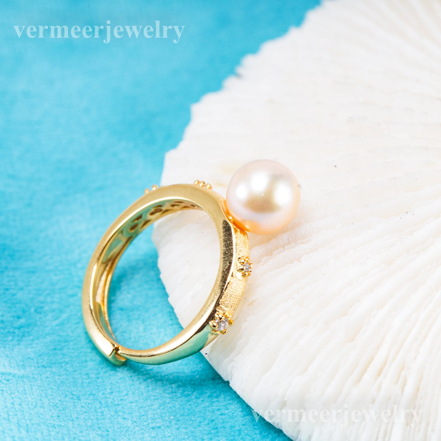 r011089 DIY 6-8mm Natural Freshwater pearl Ring accessory 925 sterling silver Adjustable size engagement jewelry ring for women