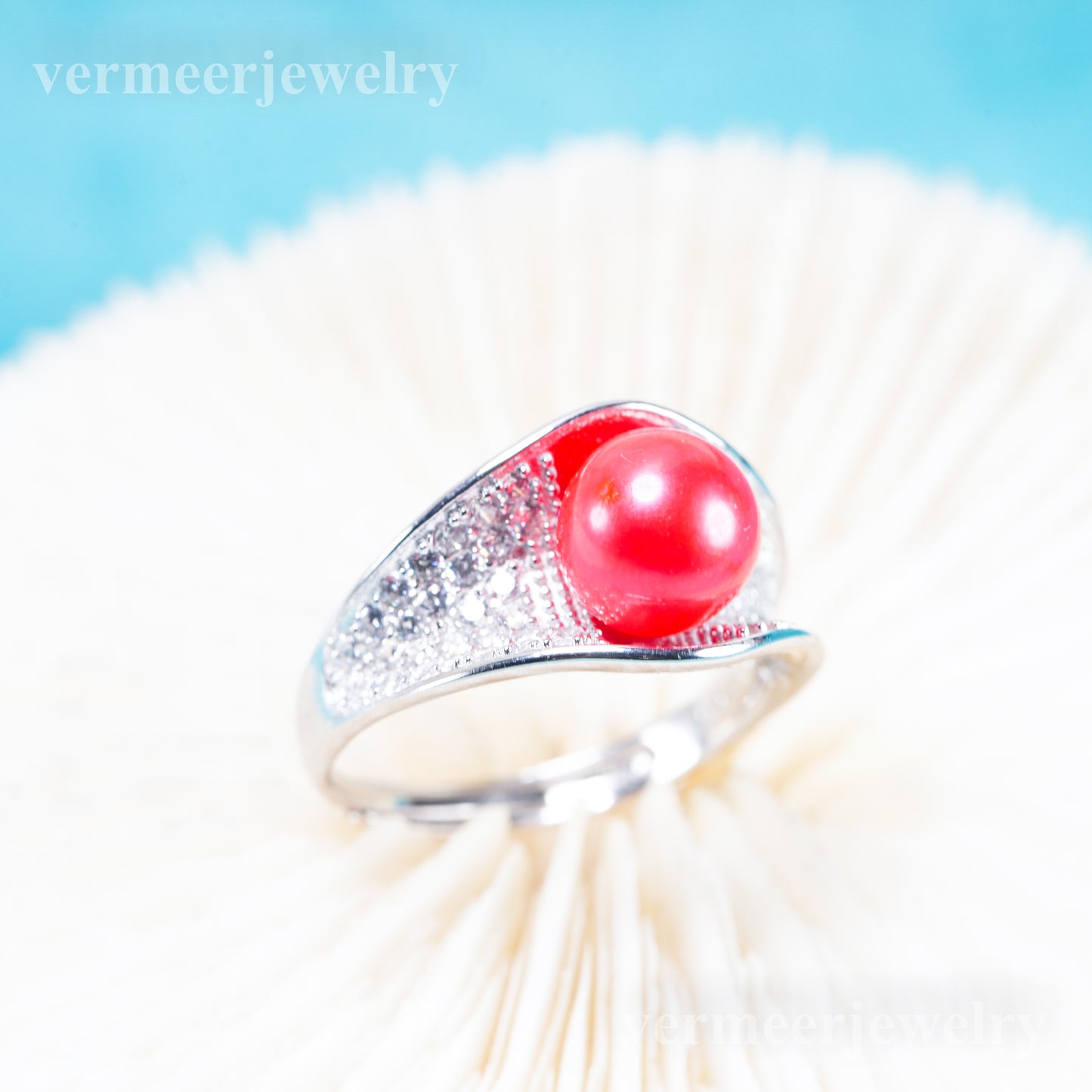 r011093 DIY 6-8mm Natural Freshwater pearl Ring accessory 925 sterling silver Adjustable size engagement jewelry ring for women