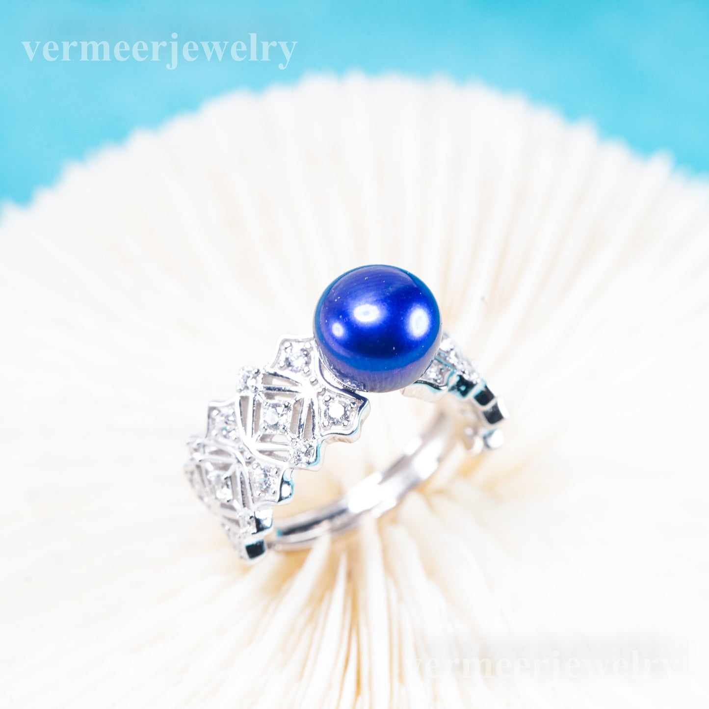 r011094 DIY 6-8mm Natural Freshwater pearl Ring accessory 925 sterling silver Adjustable size engagement jewelry ring for women