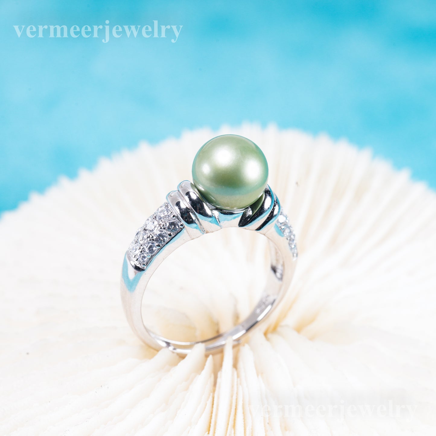 r011097 DIY 6-8mm Natural Freshwater pearl Ring accessory 925 sterling silver Adjustable size engagement jewelry ring for women