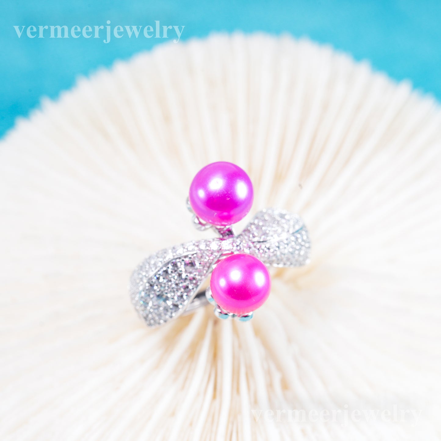 r011101 DIY 6-8mm Natural Freshwater pearl Ring accessory 925 sterling silver Adjustable size engagement jewelry ring for women