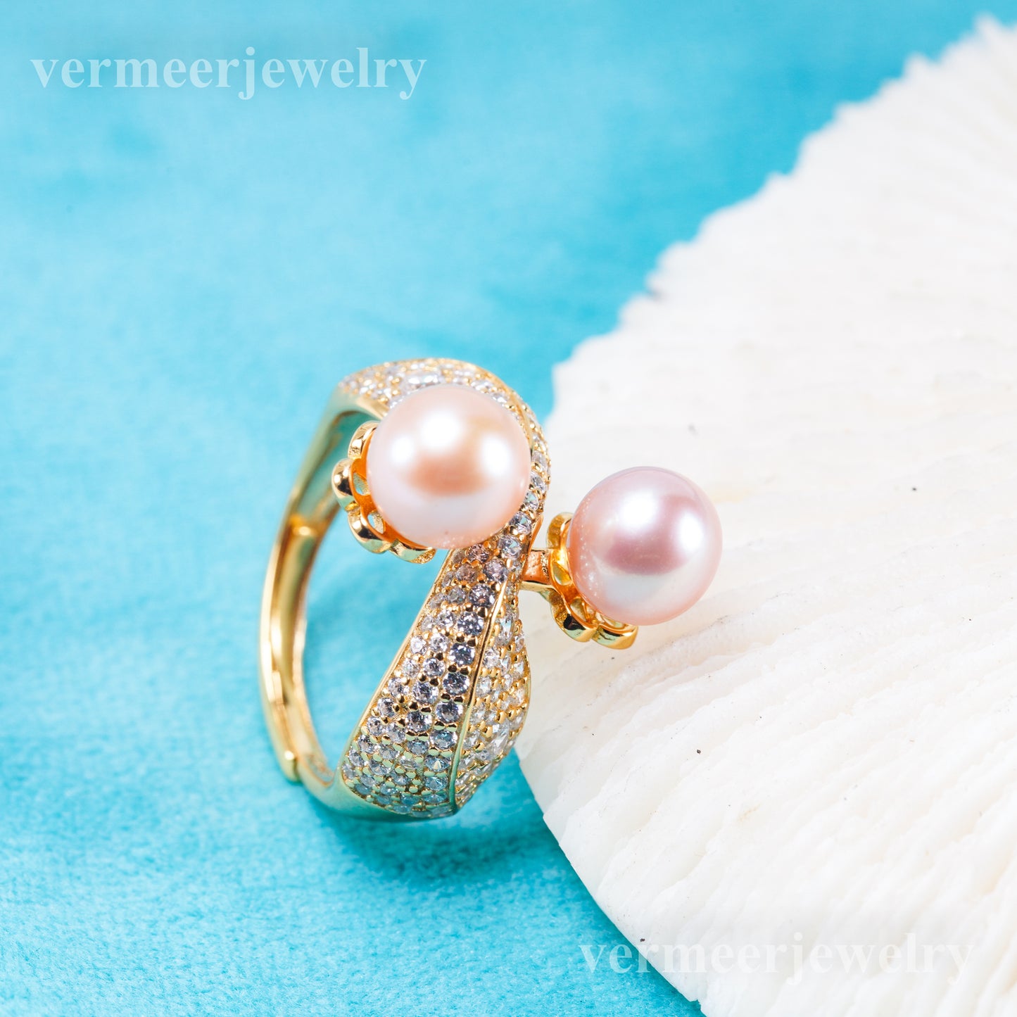 r011101 DIY 6-8mm Natural Freshwater pearl Ring accessory 925 sterling silver Adjustable size engagement jewelry ring for women