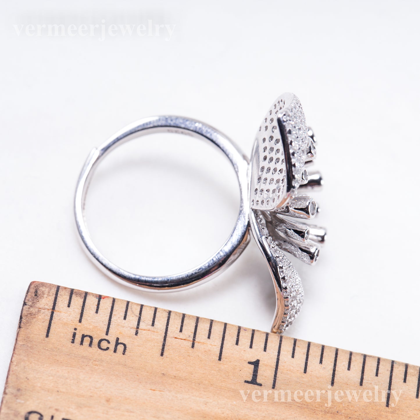 r011014 DIY 6-8mm Natural Freshwater pearl Ring accessory 925 sterling silver Adjustable size engagement jewelry ring for women