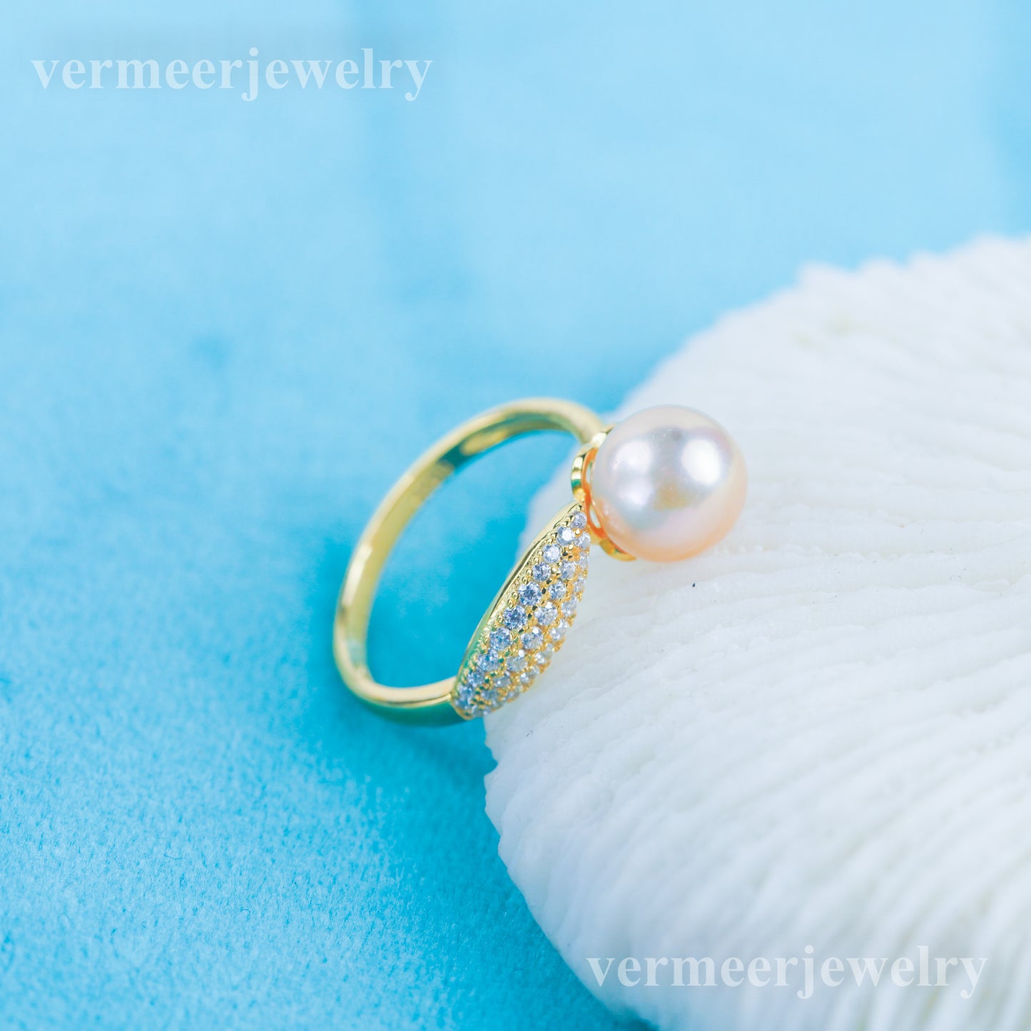 r030972 DIY 6-8mm Natural Freshwater pearl Ring accessory 925 sterling silver Adjustable size engagement jewelry ring for women