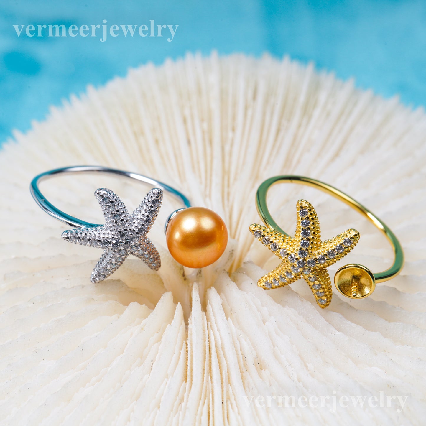 r031019 DIY 6-8mm Natural Freshwater pearl Ring accessory 925 sterling silver Adjustable size engagement jewelry ring for women