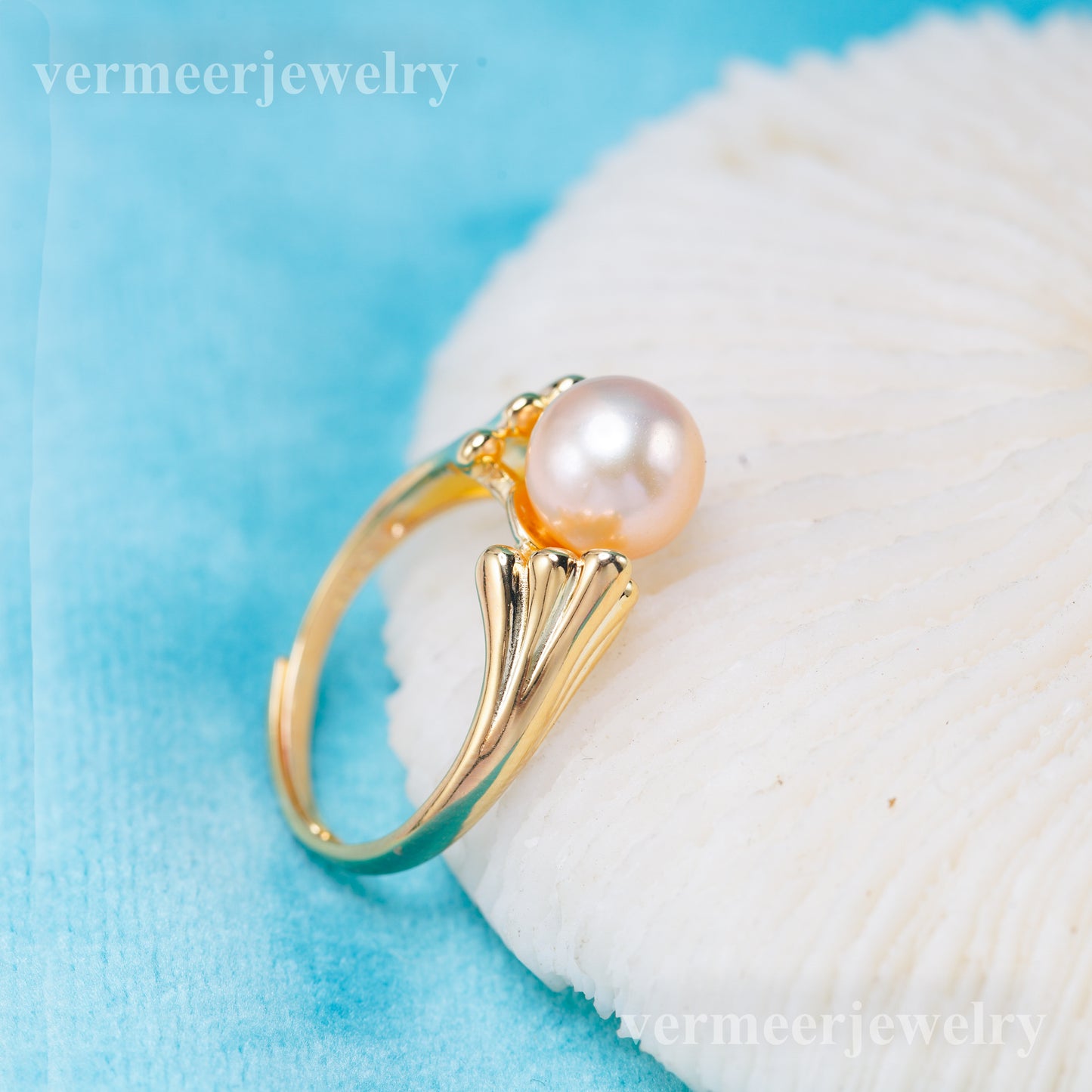 r041028 DIY 6-8mm Natural Freshwater pearl Ring accessory 925 sterling silver Adjustable size engagement jewelry ring for women