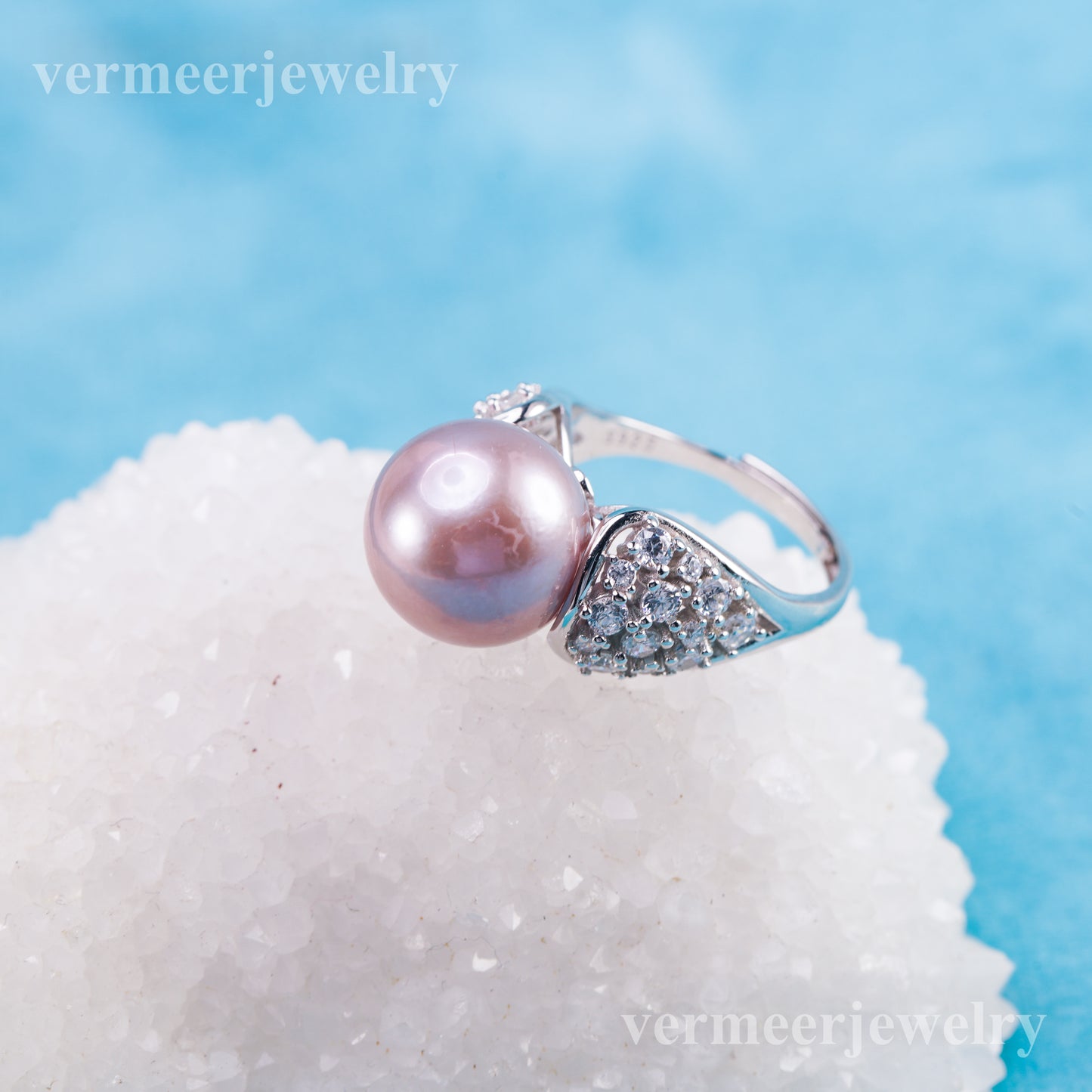 re010995 DIY 9-11mm Natural Freshwater pearl Ring accessory 925 sterling silver Adjustable size engagement ring for women