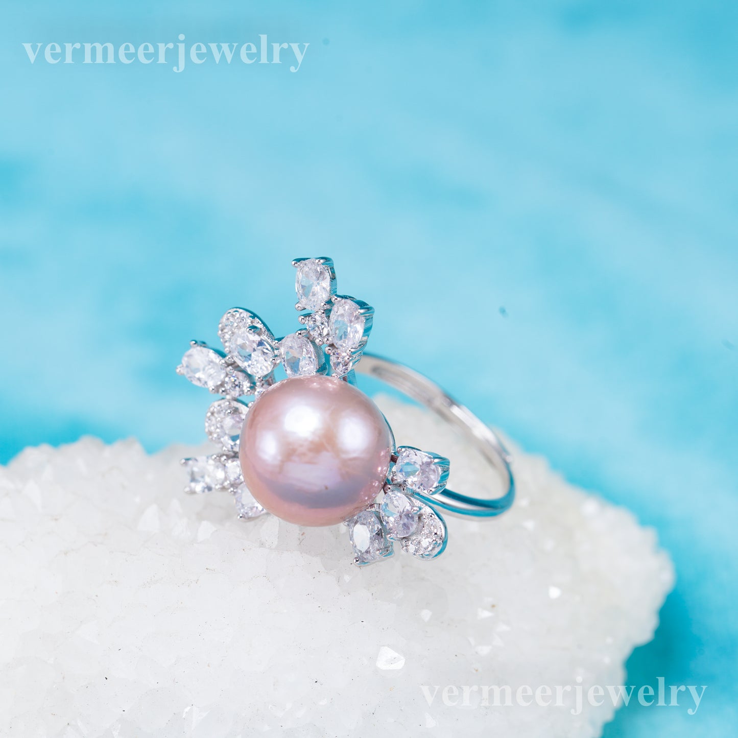 re011047 DIY 9-11mm Natural Freshwater pearl Ring accessory 925 sterling silver Adjustable size engagement ring for women