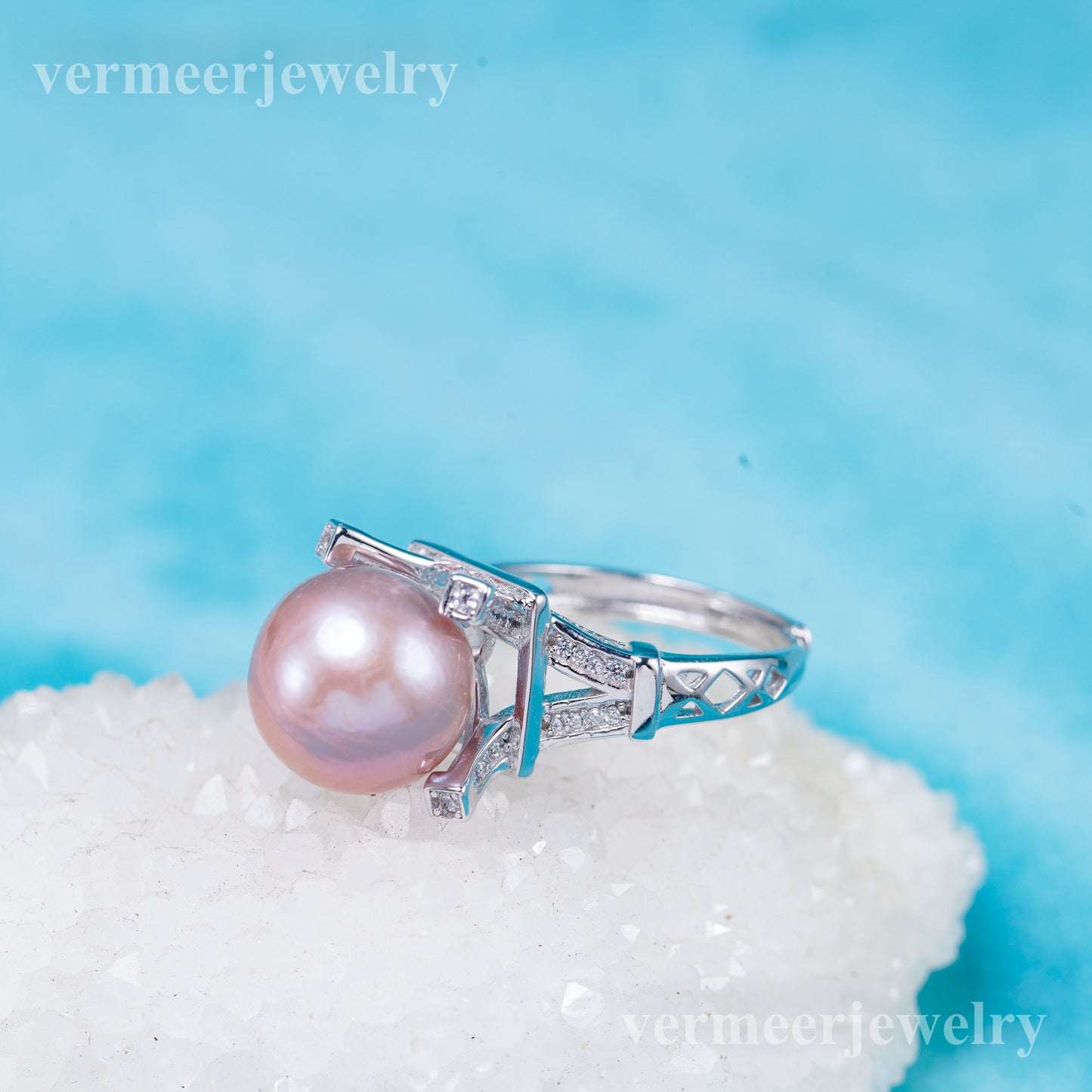 re011048 DIY 9-11mm Natural Freshwater pearl Ring accessory 925 sterling silver Adjustable size engagement ring for women