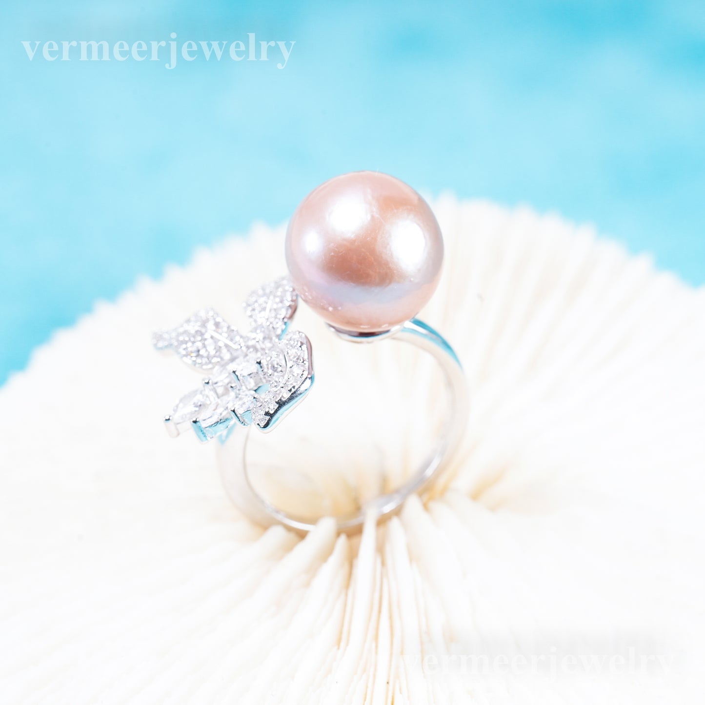 re011095 DIY 9-11mm Natural Freshwater pearl Ring accessory 925 sterling silver Adjustable size engagement ring for women