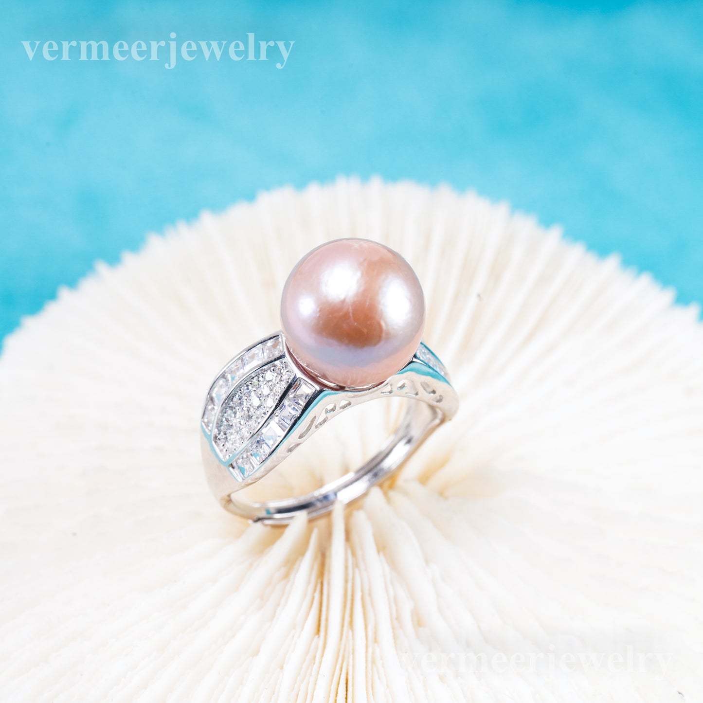 re011100 DIY 9-11mm Natural Freshwater pearl Ring accessory 925 sterling silver Adjustable size engagement ring for women