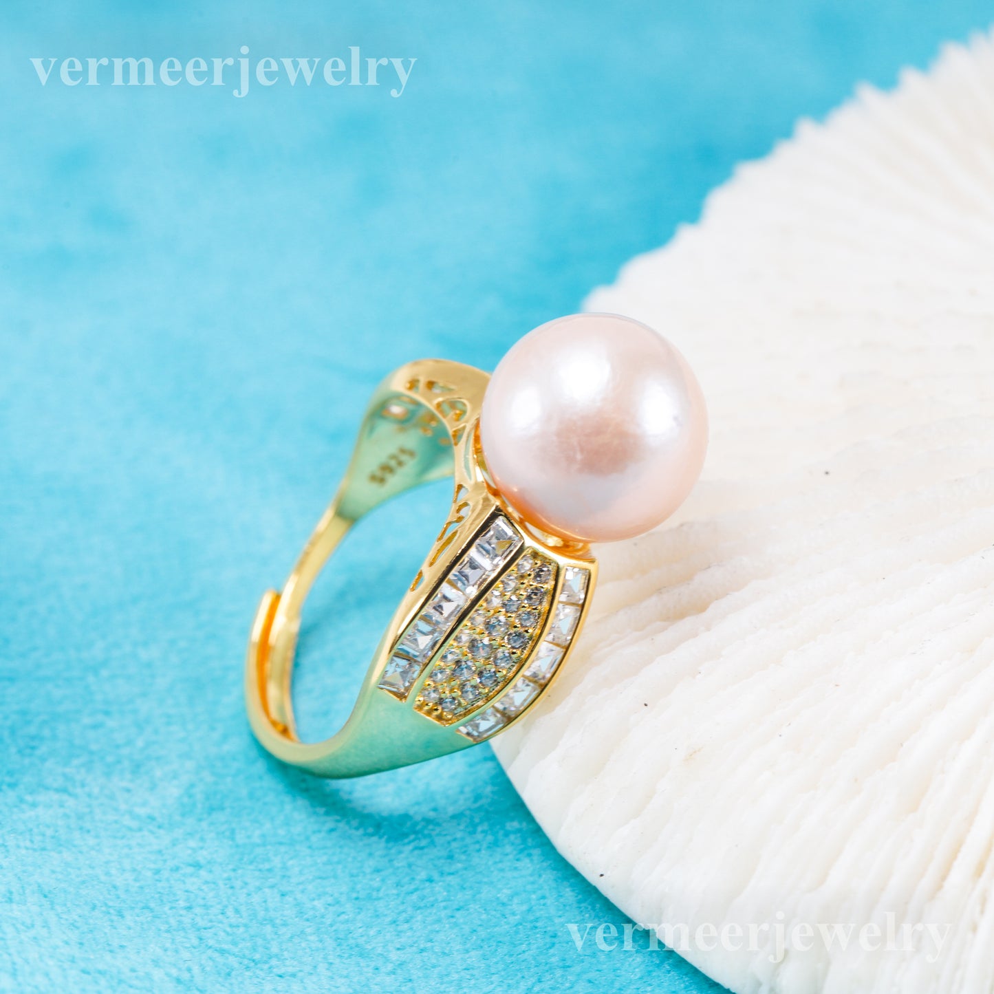 re011100 DIY 9-11mm Natural Freshwater pearl Ring accessory 925 sterling silver Adjustable size engagement ring for women