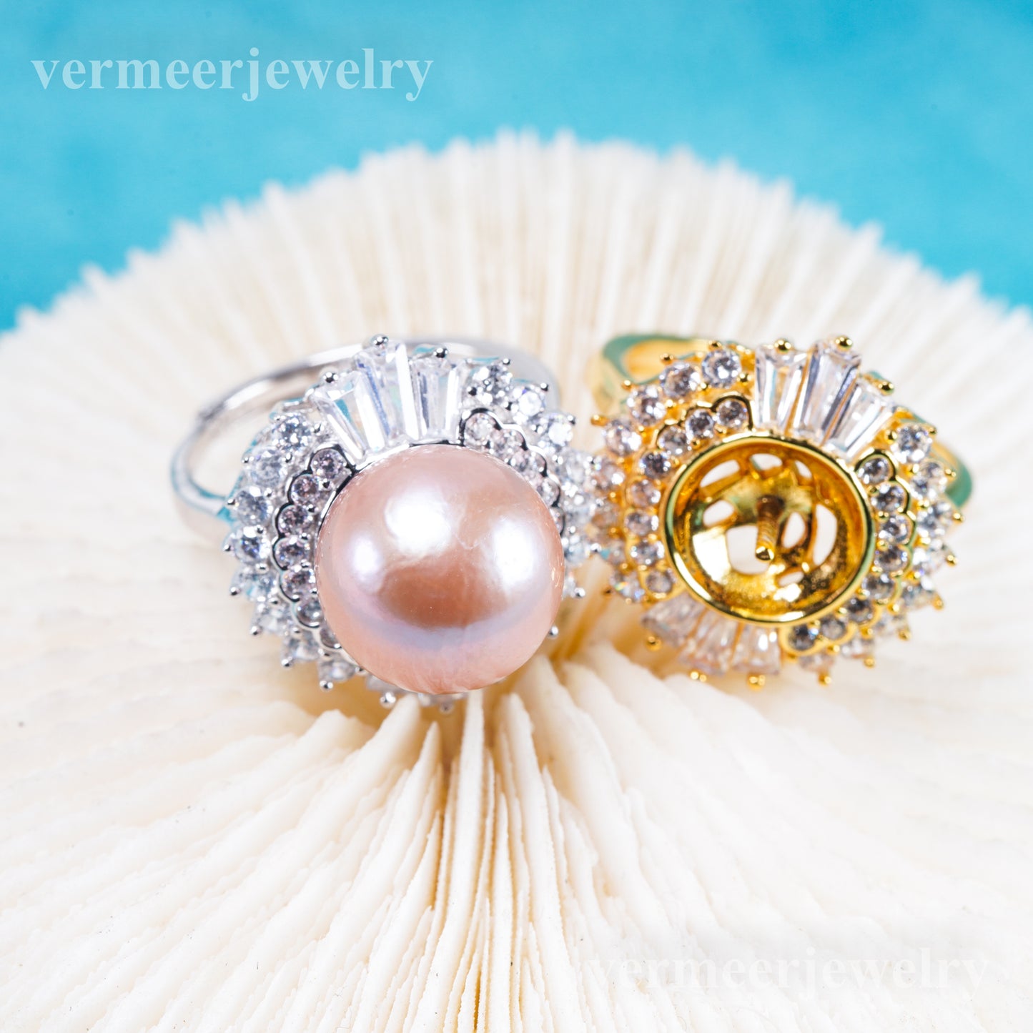 re011103 DIY 9-11mm Natural Freshwater pearl Ring accessory 925 sterling silver Adjustable size engagement ring for women